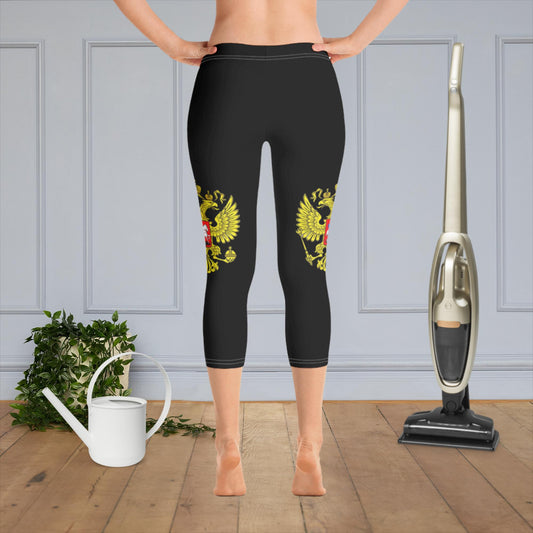 Capri-Leggings mit Russland Wappen schwarz