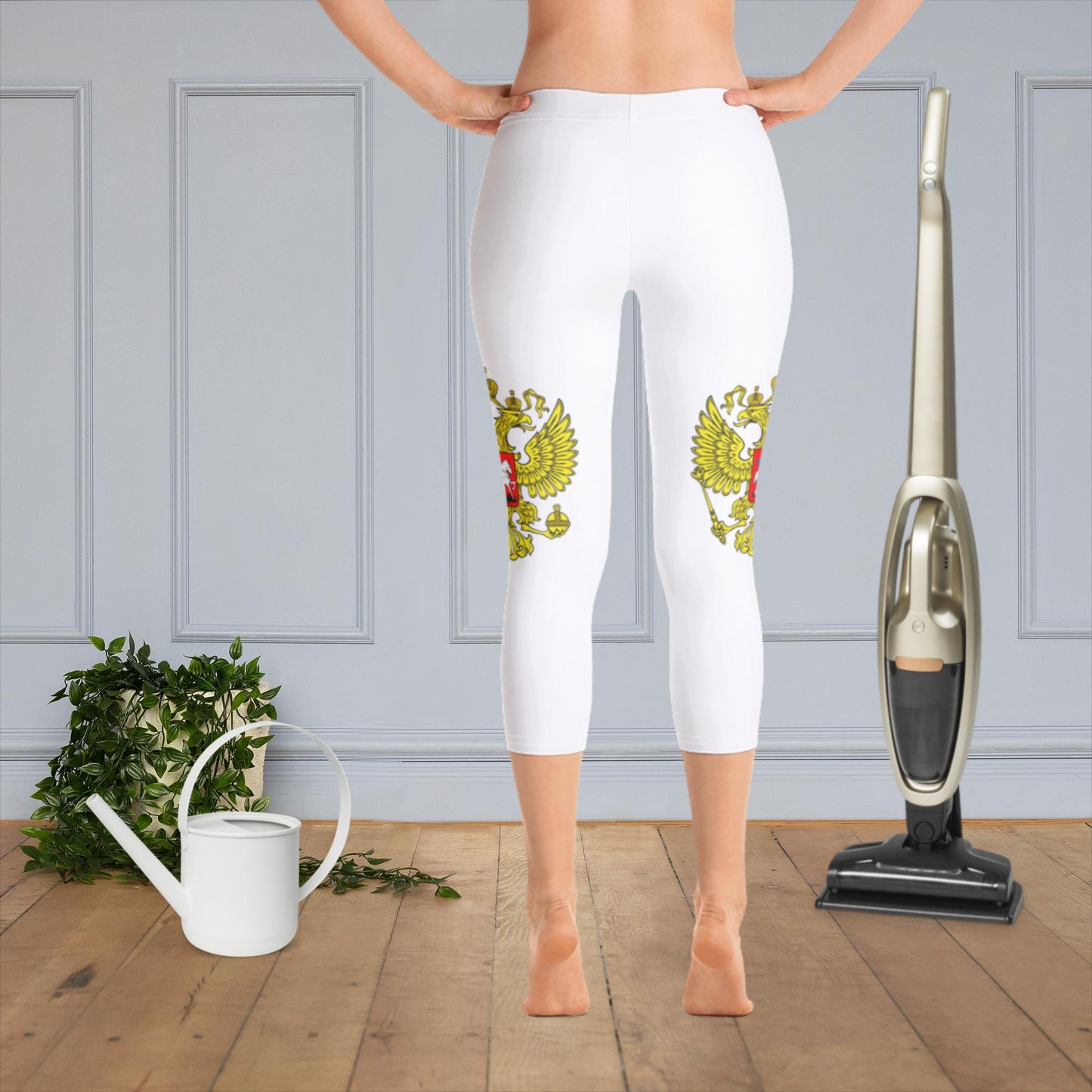 Capri-Leggings mit Russland-Wappen in weiß
