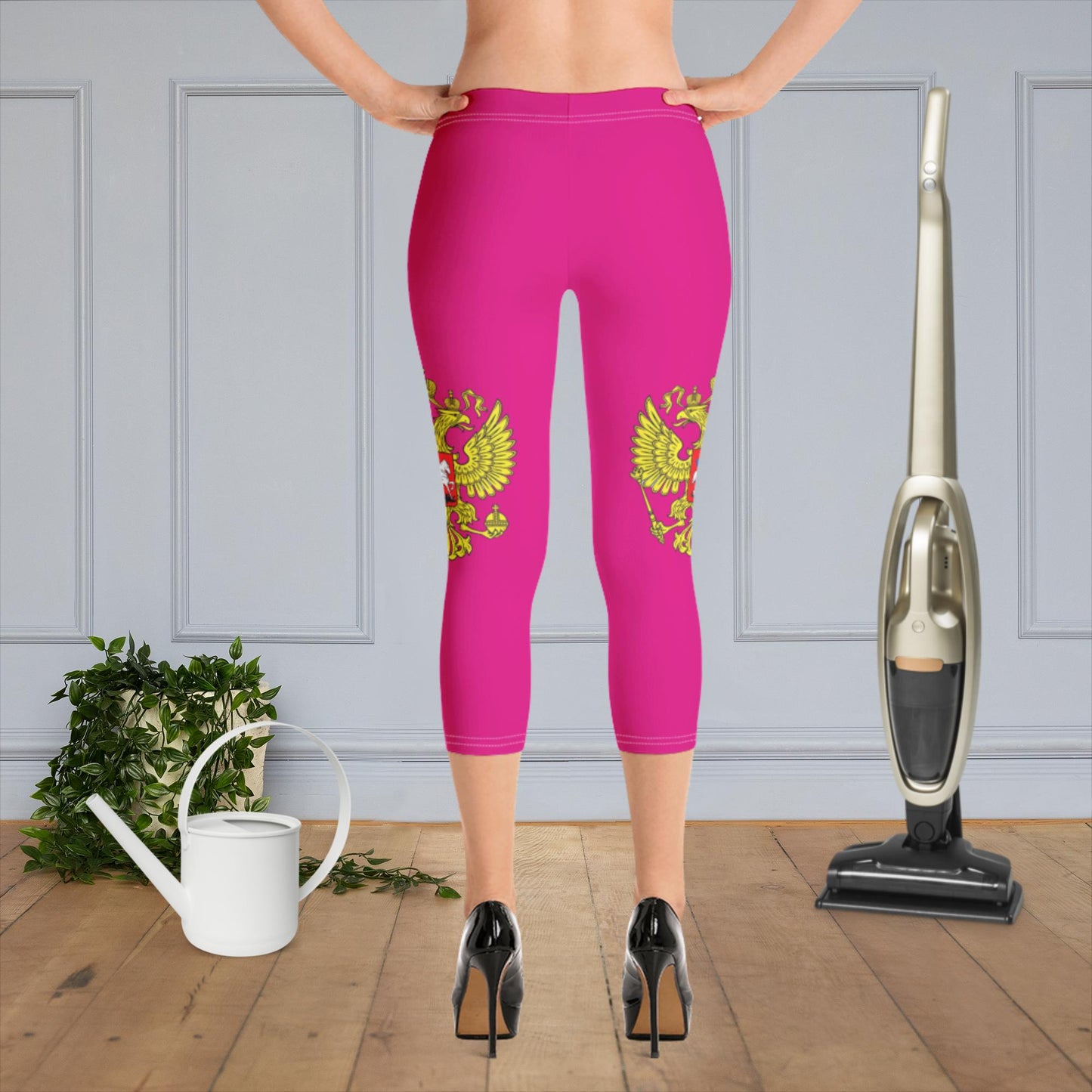 Capri-Leggings mit Russland-Wappen in lila