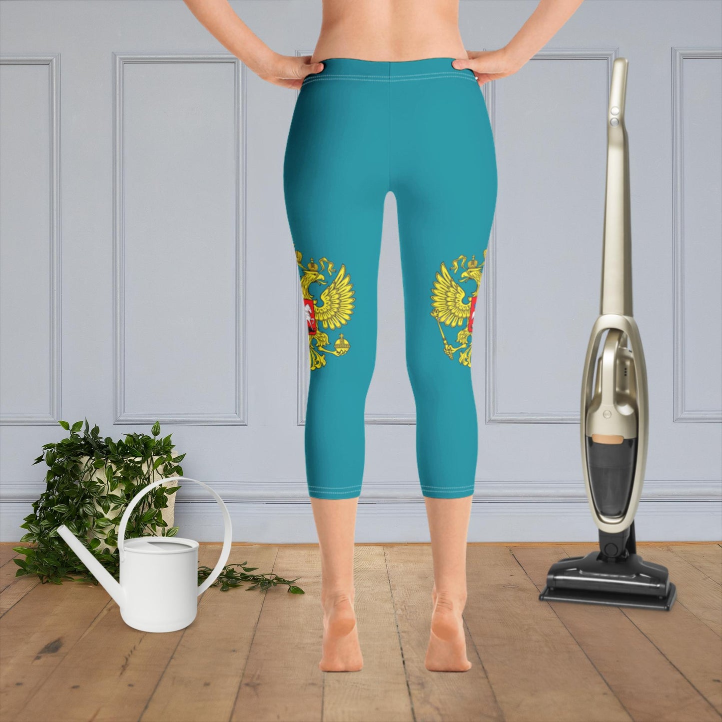 Capri-Leggings mit Russland-Wappen in türkis
