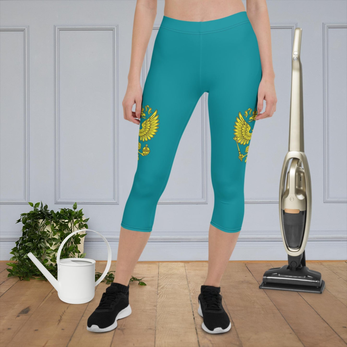 Capri-Leggings mit Russland-Wappen in türkis