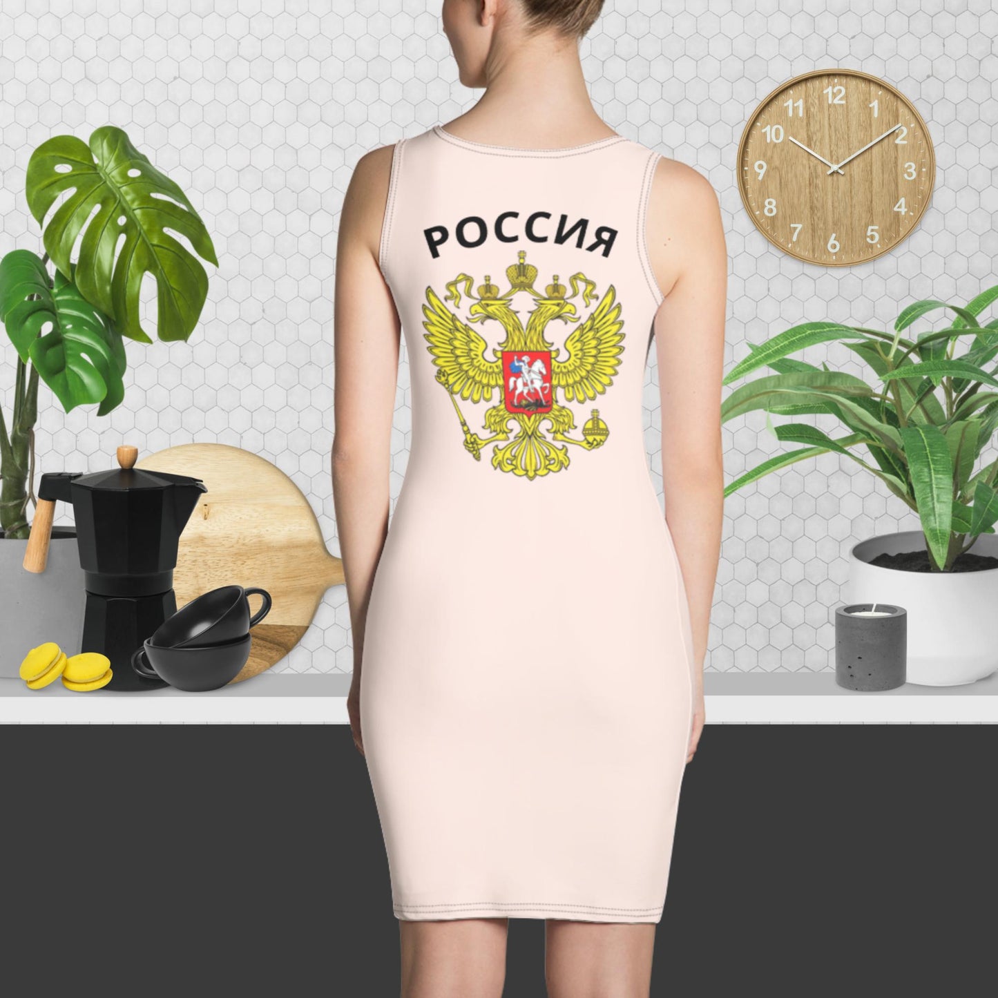 Tank-Top-Kleid mit Russland-Wappen und in Wisp Pink