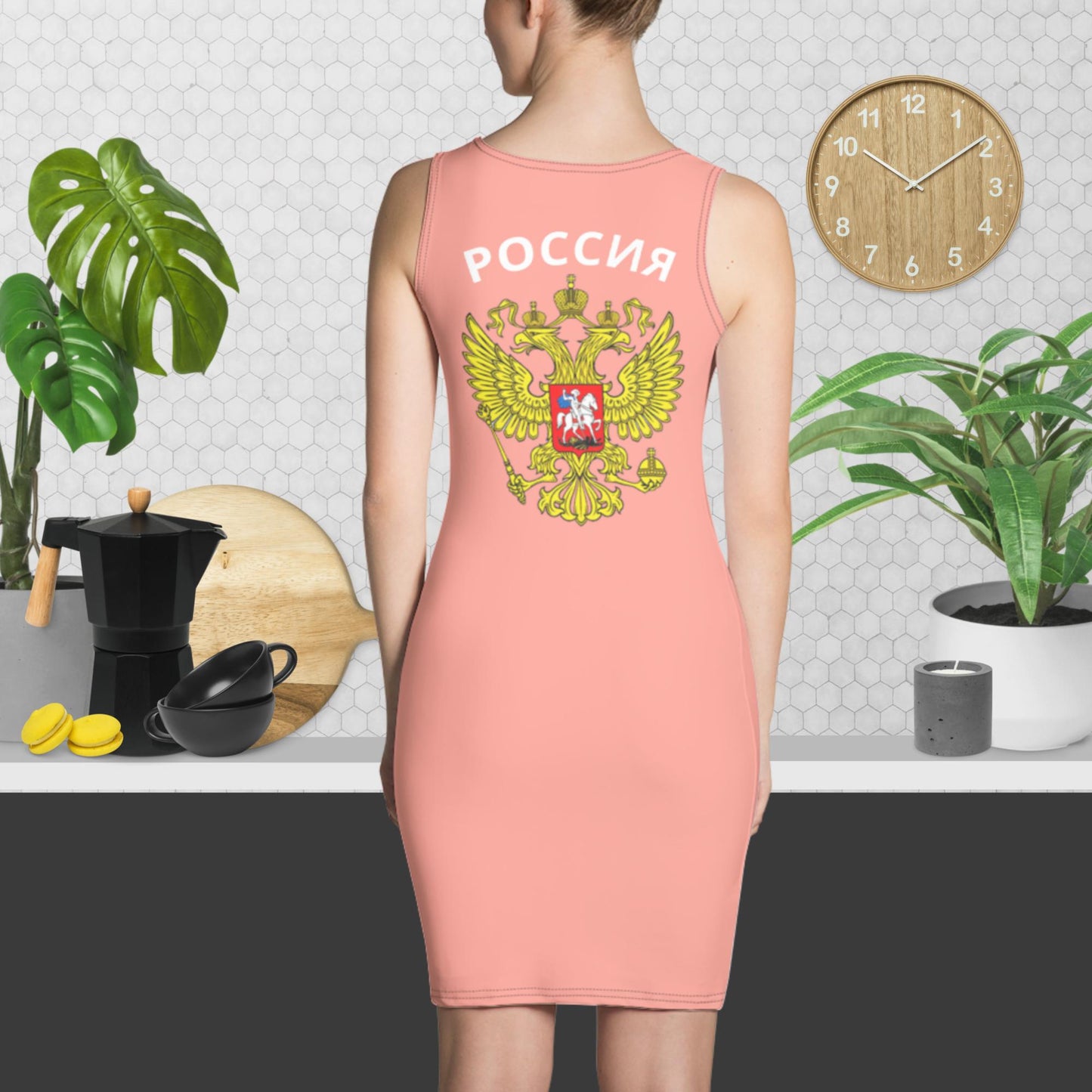 Tank-Top-Kleid mit Russland-Wappen in rosa