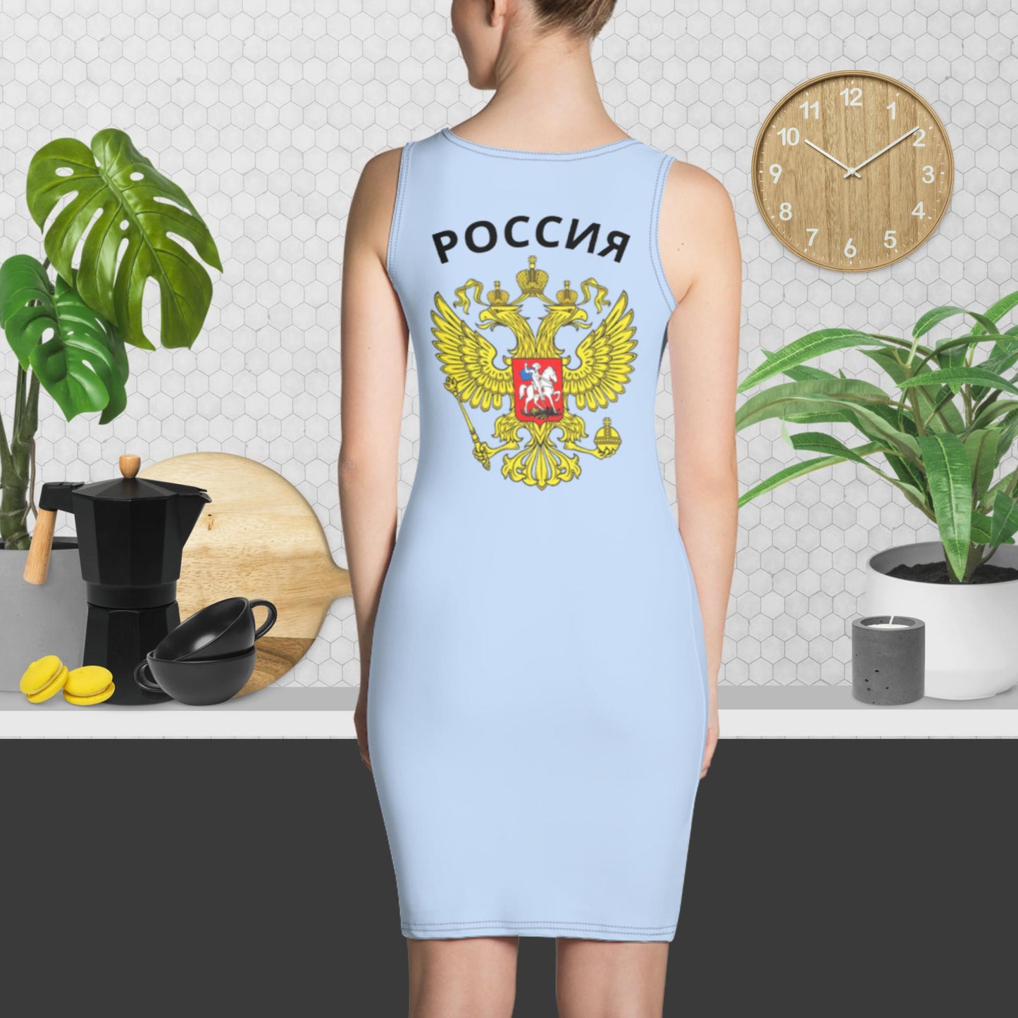 Tank-Top-Kleid mit Russland-Wappen in falkenblau