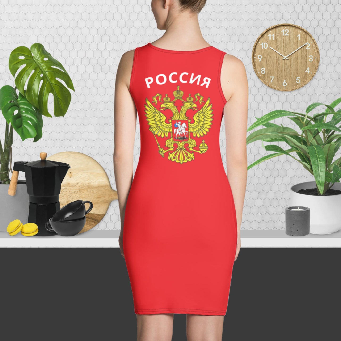 Tank-Top-Kleid mit Russland Wappen in rot