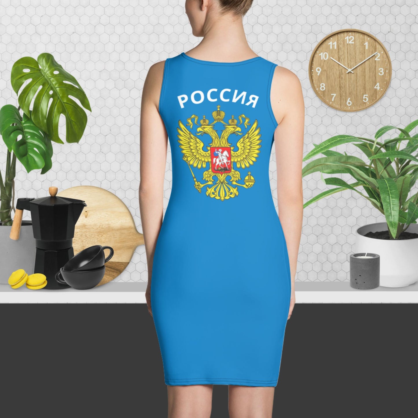 Tank-Top-Kleid mit Russland-Wappen in blau