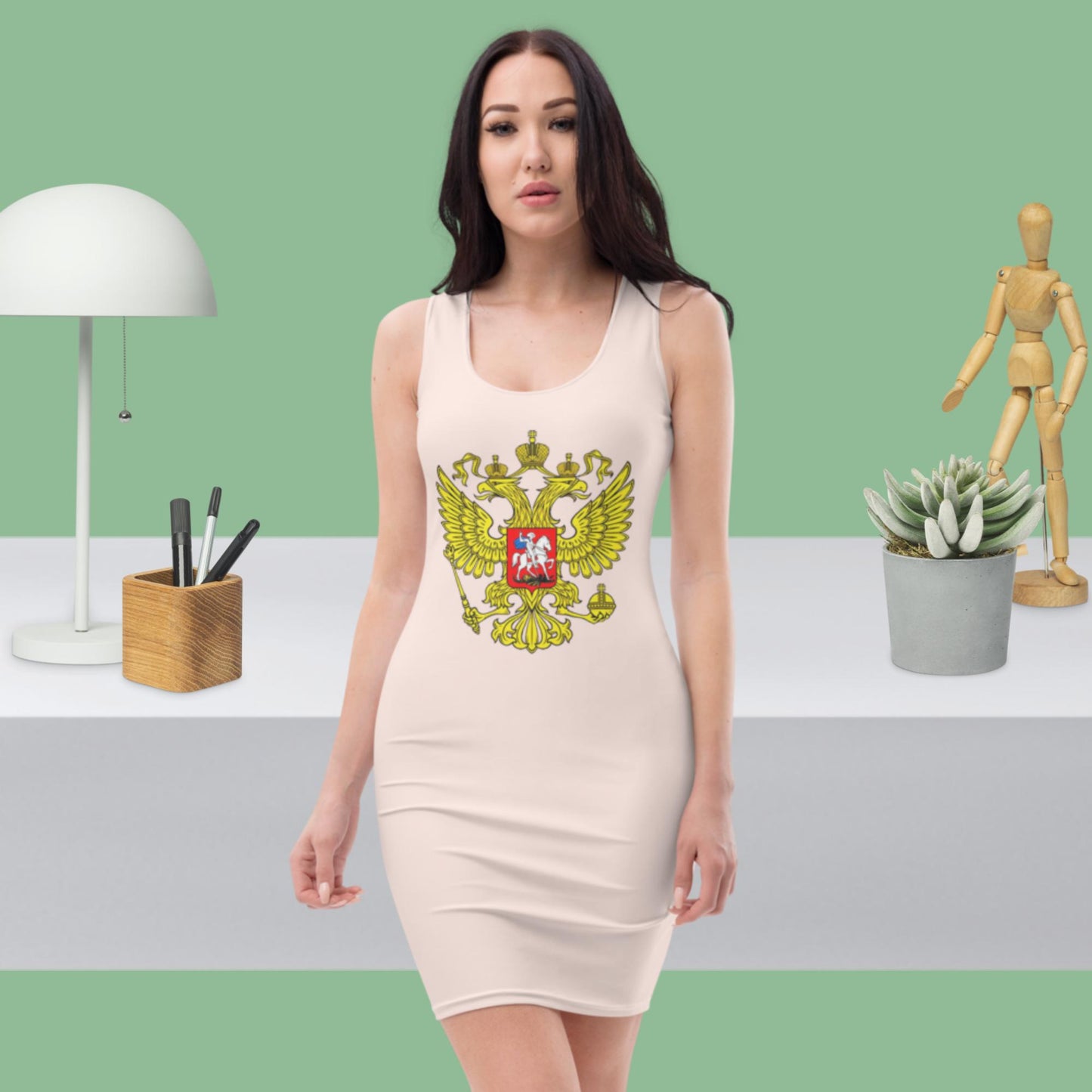 Tank-Top-Kleid mit Russland-Wappen und in Wisp Pink