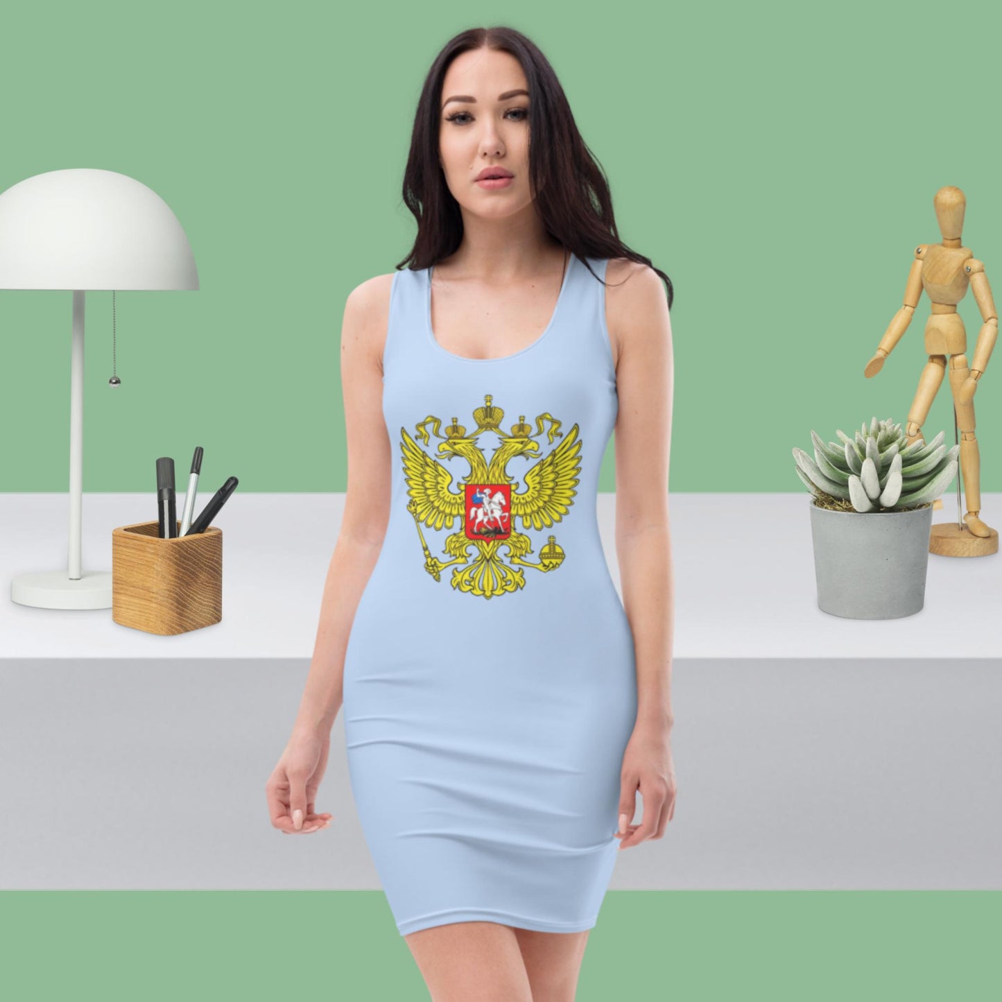 Tank-Top-Kleid mit Russland-Wappen in falkenblau