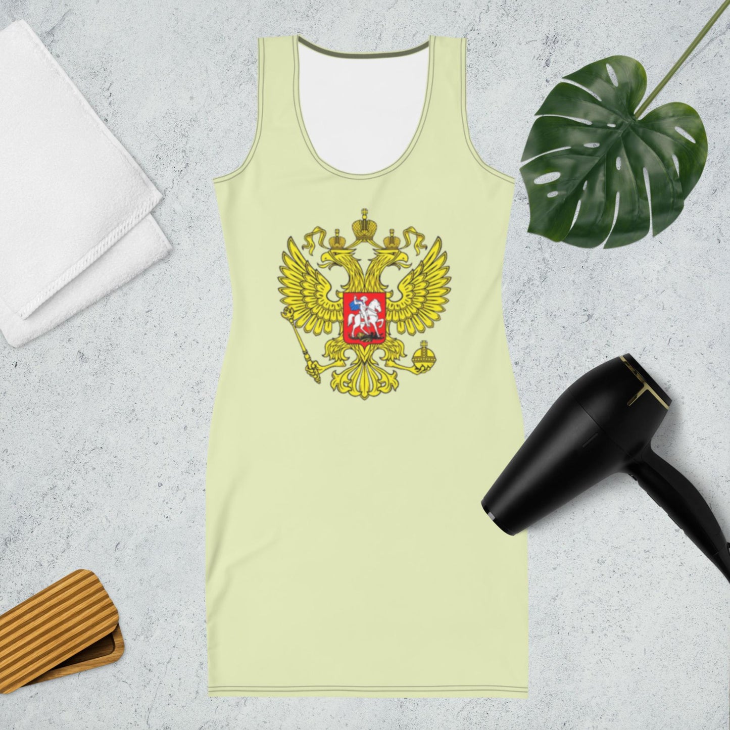 Tank-Top-Kleid mit Russland Wappen in hellgrün (snow flurry)