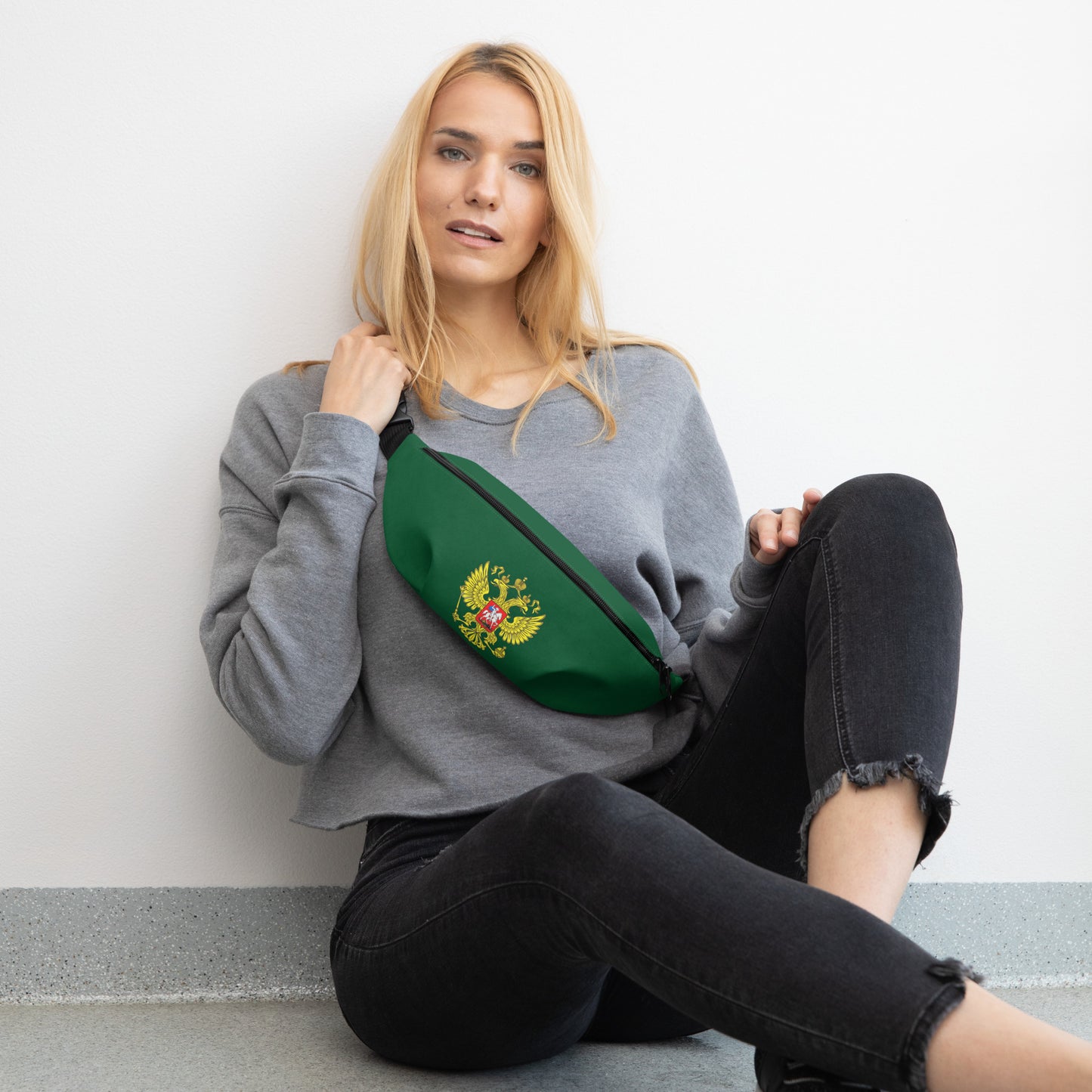 Gürteltasche mit Russland-Wappen in grün