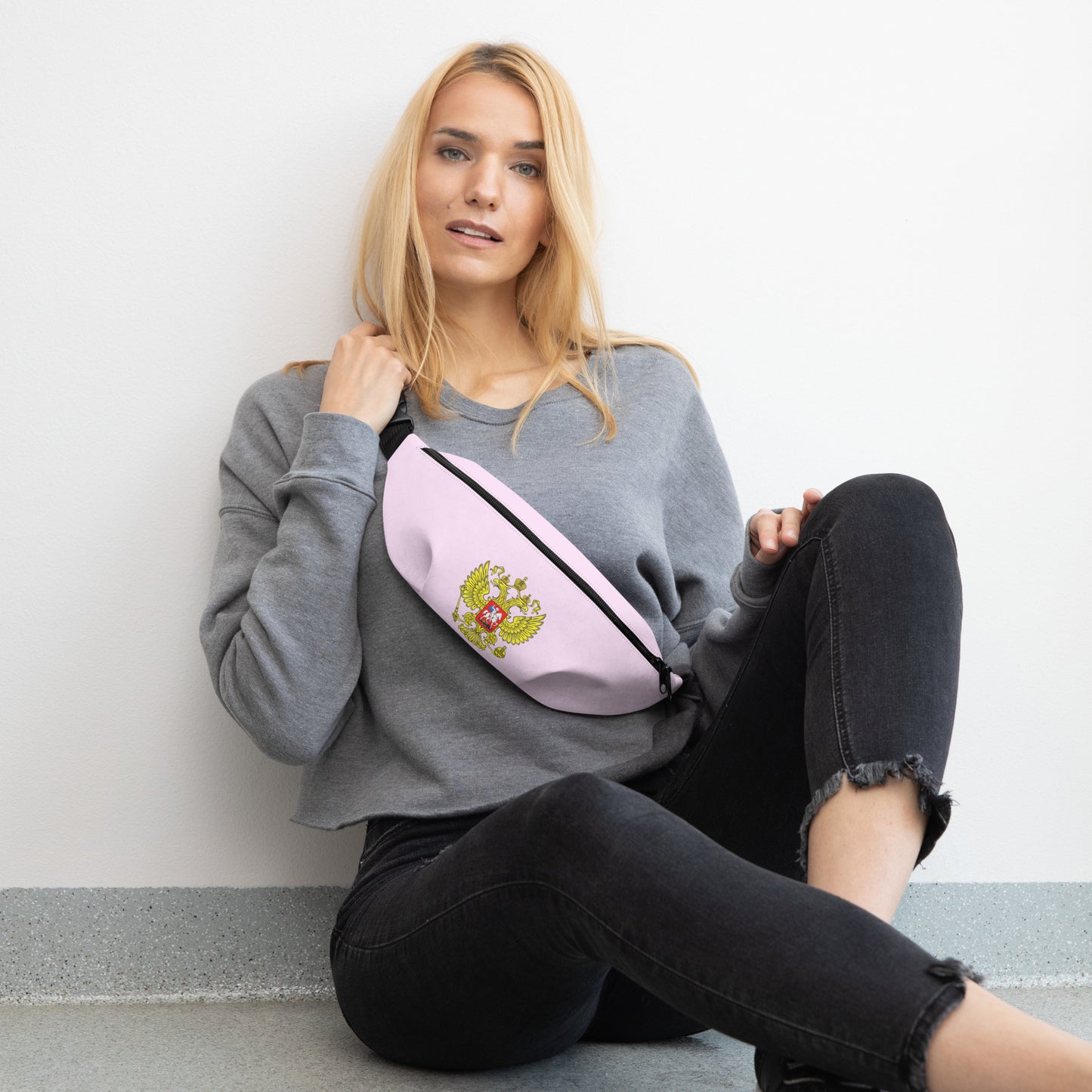 Gürteltasche mit Russland-Wappen in rosa