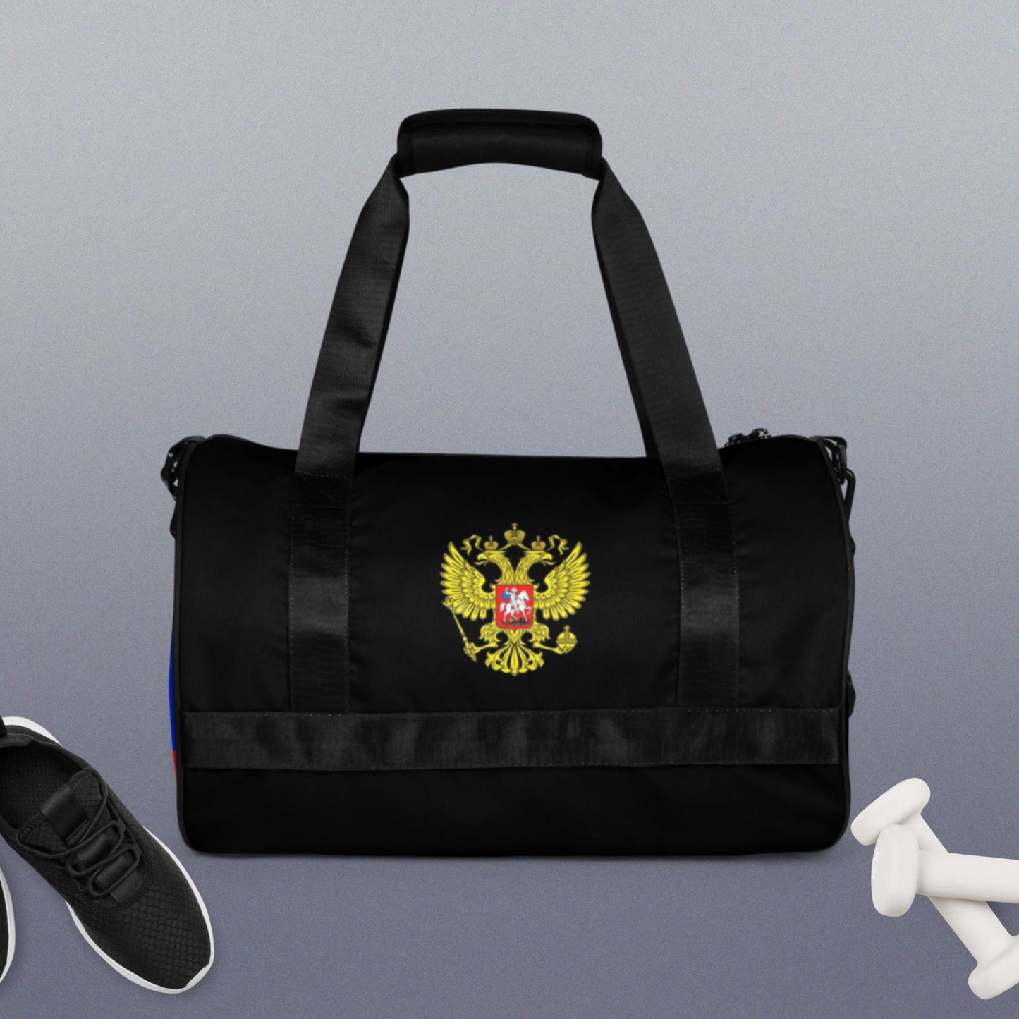 Sporttasche mit Russland-Wappen in schwarz