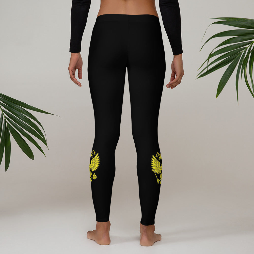 Leggings mit Russland-Wappen in schwarz