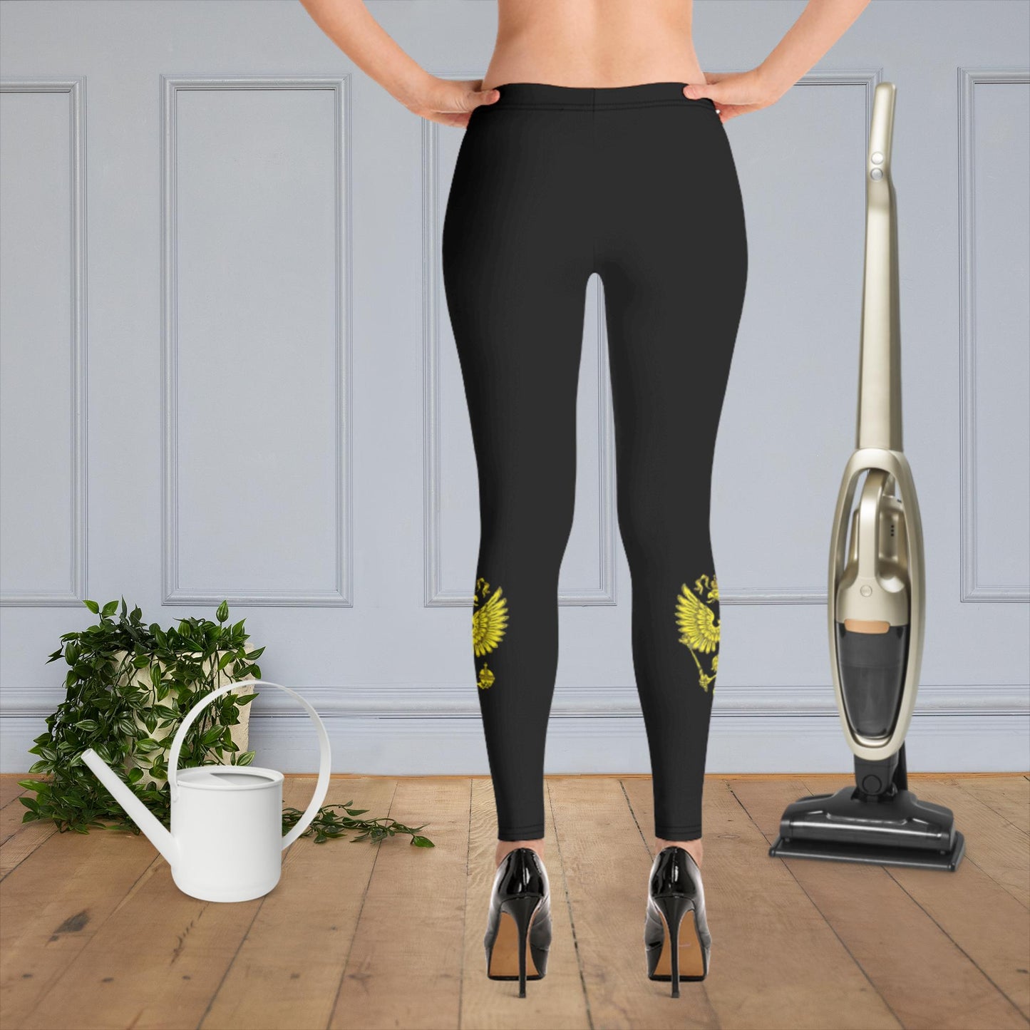 Yoga-Leggings mit Russland-Wappen in schwarz