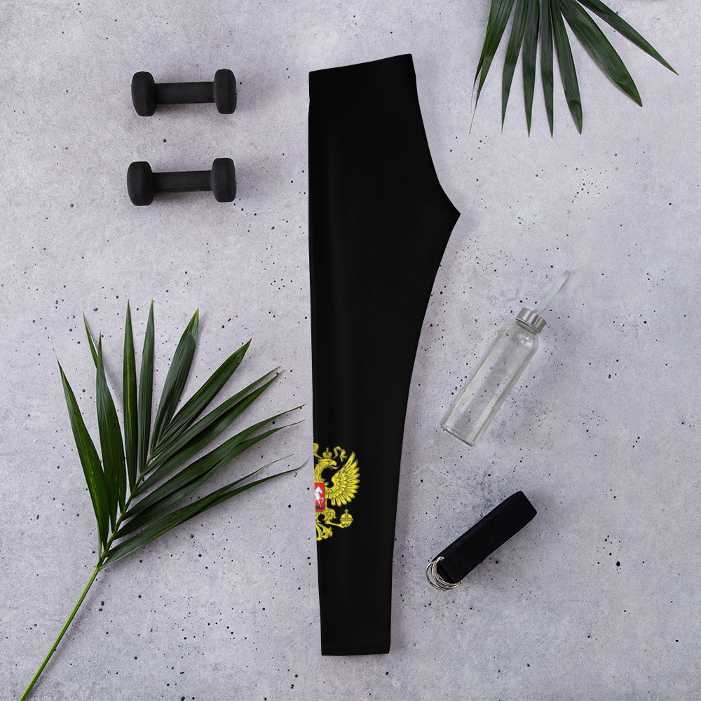 Leggings mit Russland-Wappen in schwarz