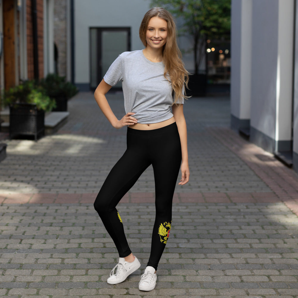 Leggings mit Russland-Wappen in schwarz