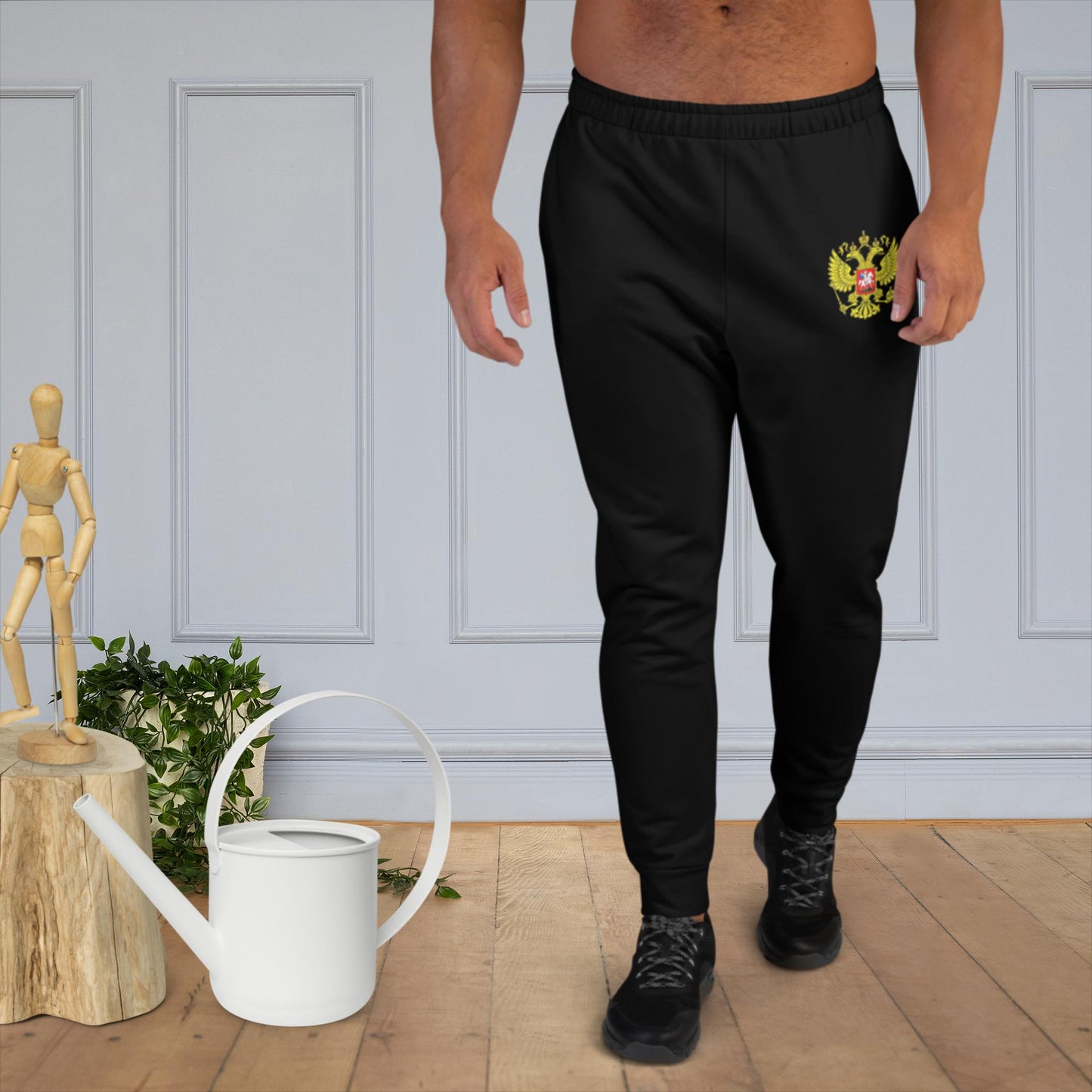 Herren-Jogginghose mit Russland-Wappen in schwarz