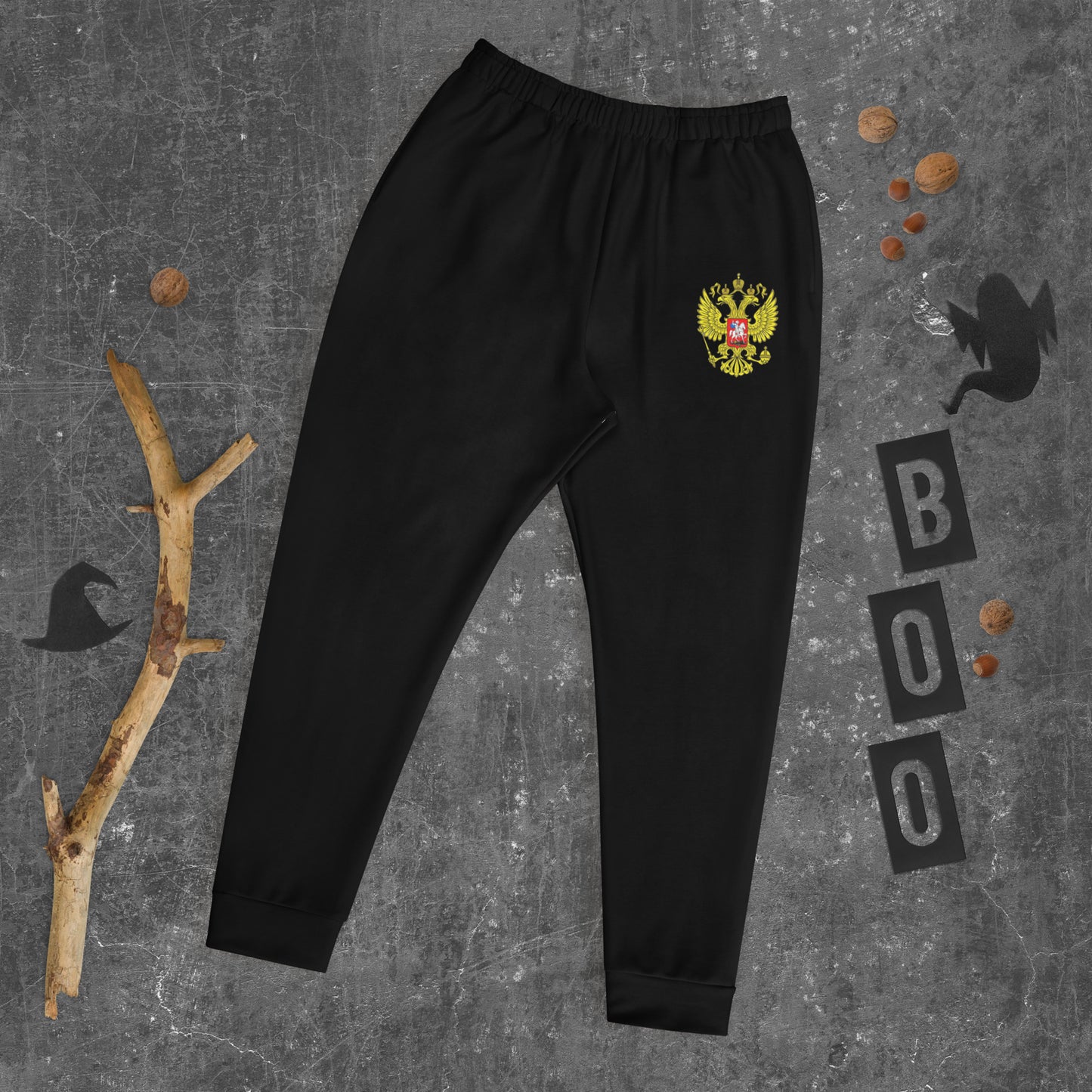 Herren-Jogginghose mit Russland-Wappen in schwarz