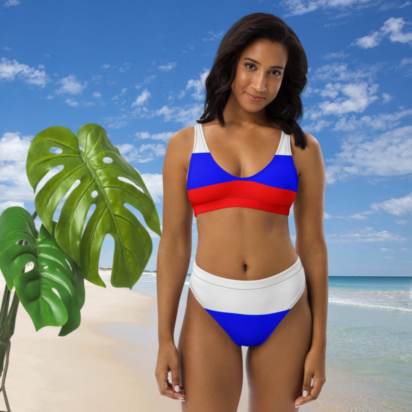 Recycelter High Waist Bikini in Farben der Russischen Flagge