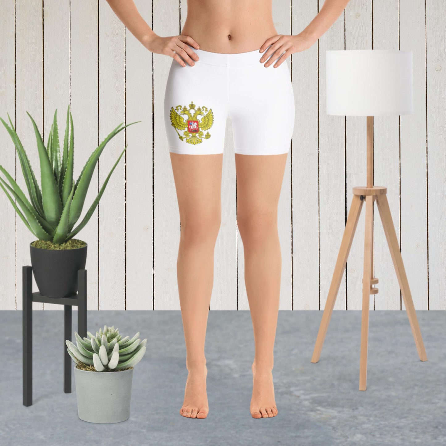 Kurze enge Sporthose Shorts für Damen in weiß