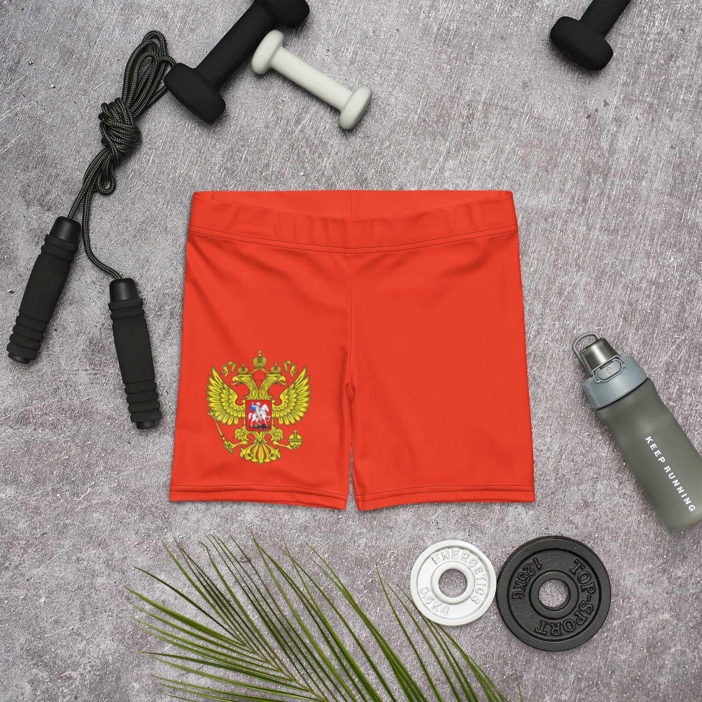 Kurze enge Sporthose Shorts für Damen in orange-rot
