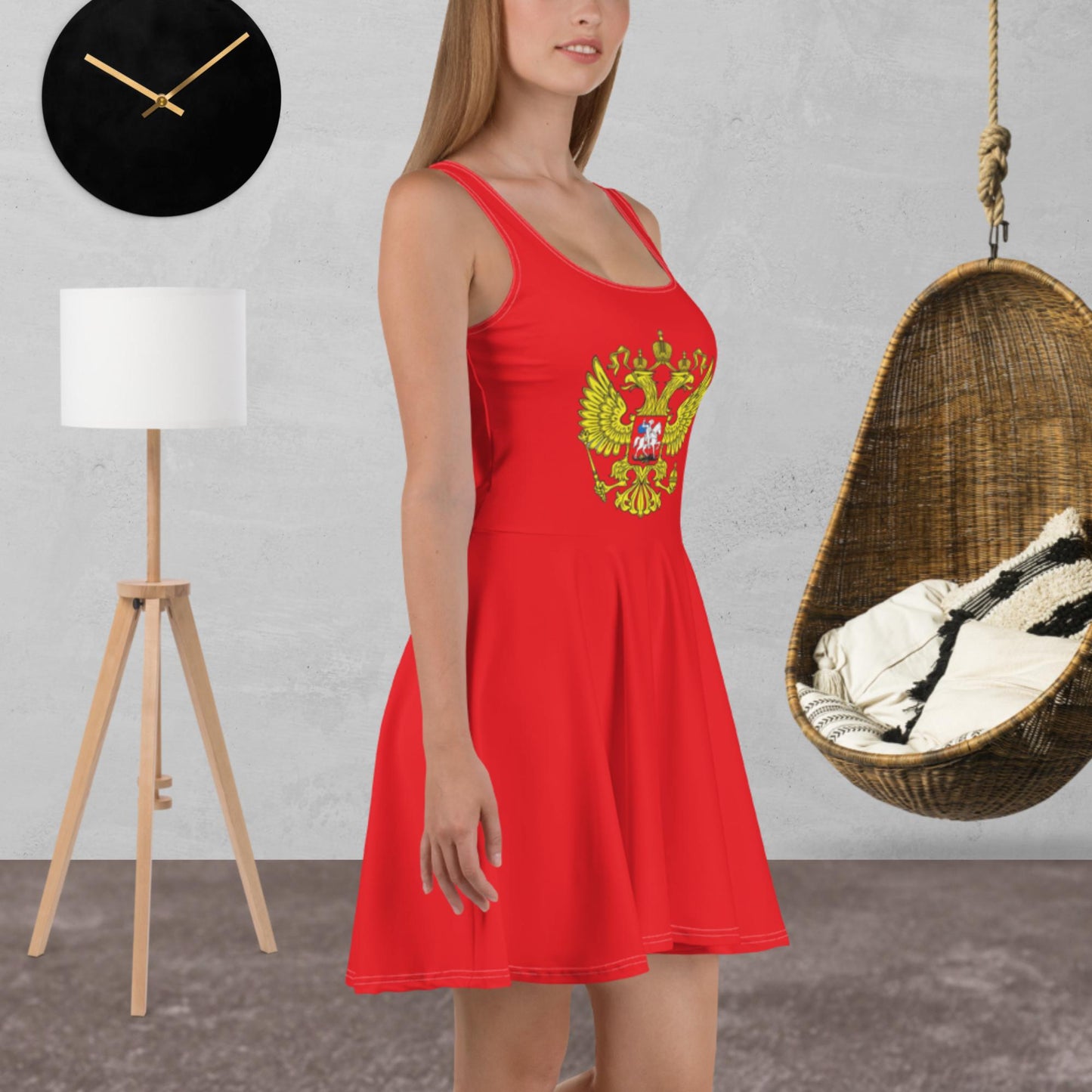 Skater-Kleid mit Russland-Wappen in rot