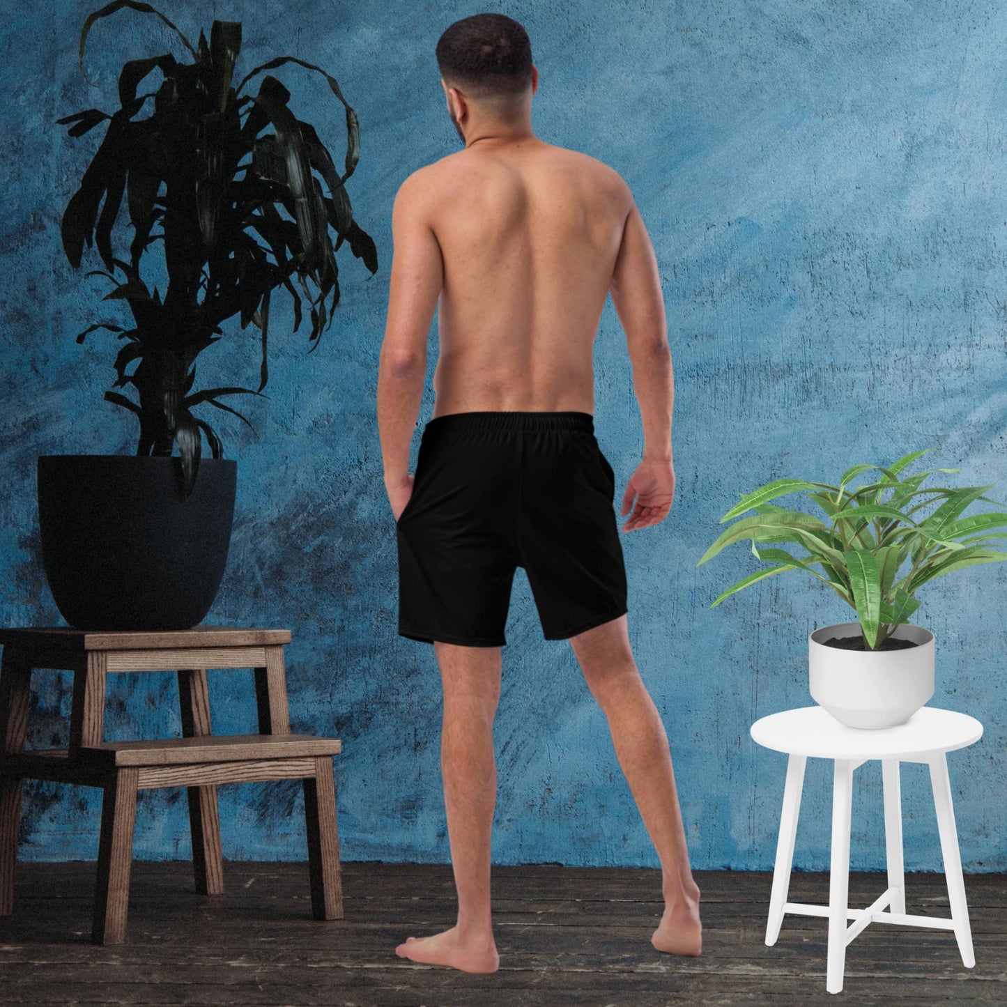Herren-Badehose mit Russland-Wappen in schwarz