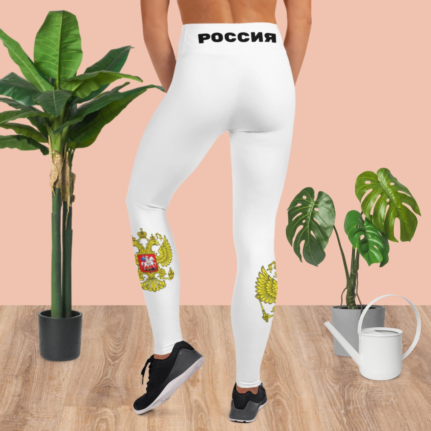 Yoga-Leggings mit Russland-Wappen in weiß
