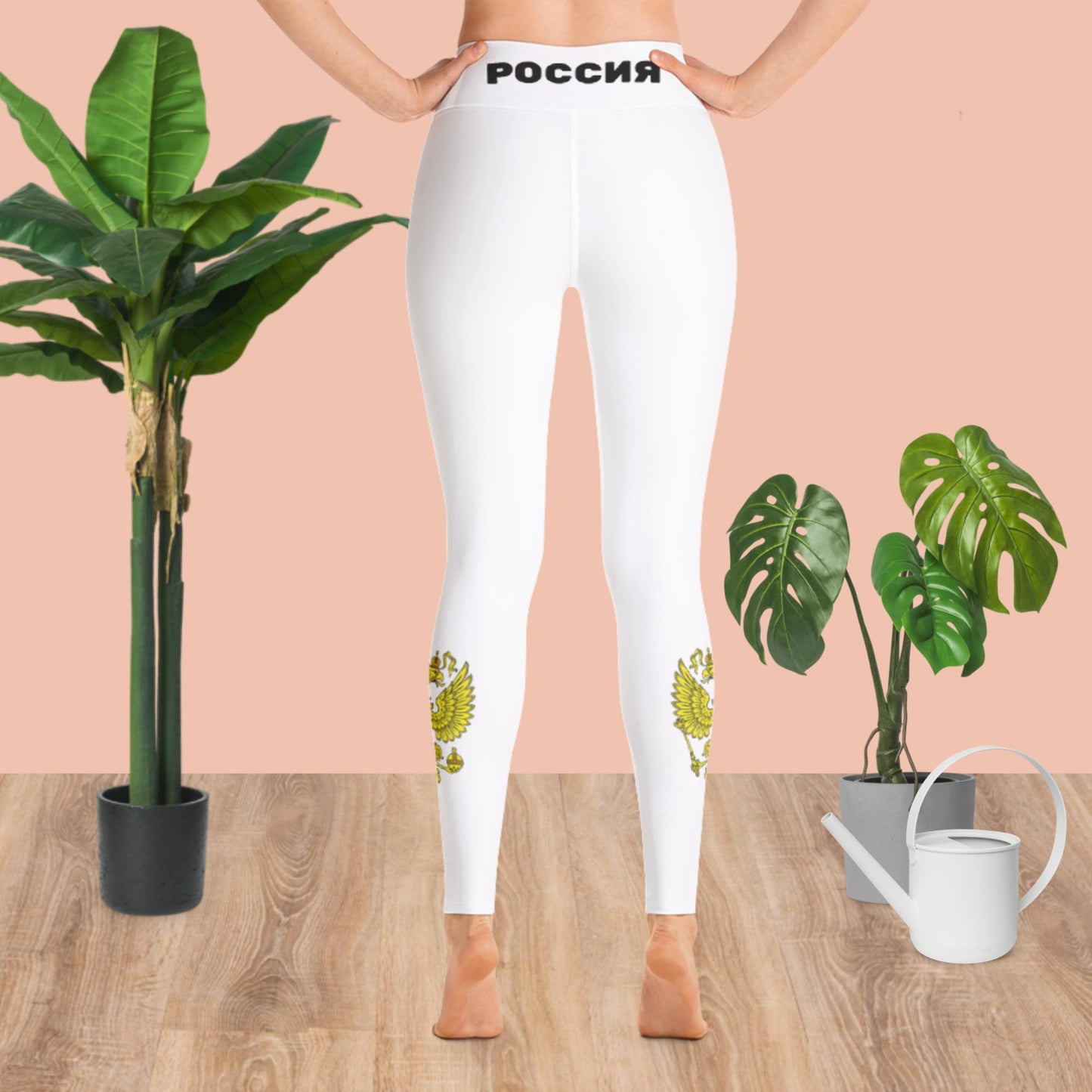 Yoga-Leggings mit Russland-Wappen in weiß