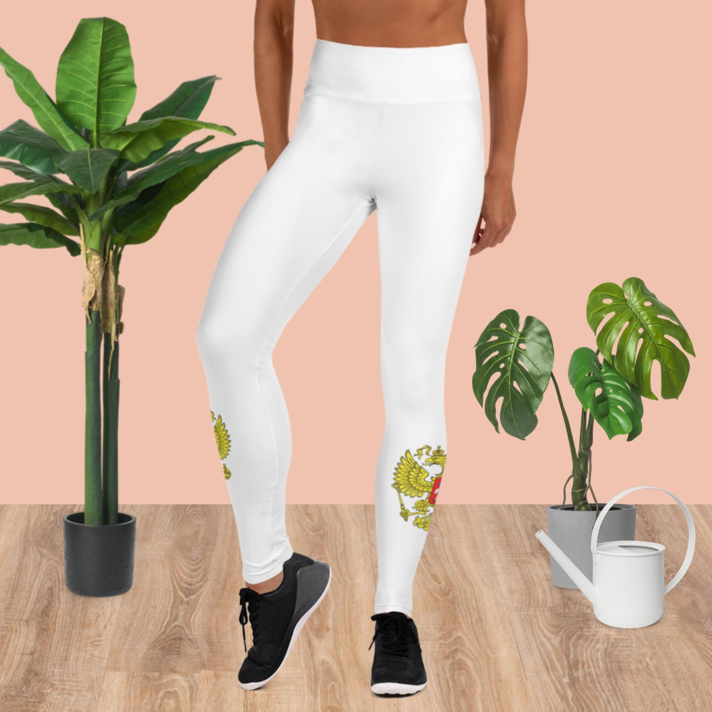 Yoga-Leggings mit Russland-Wappen in weiß