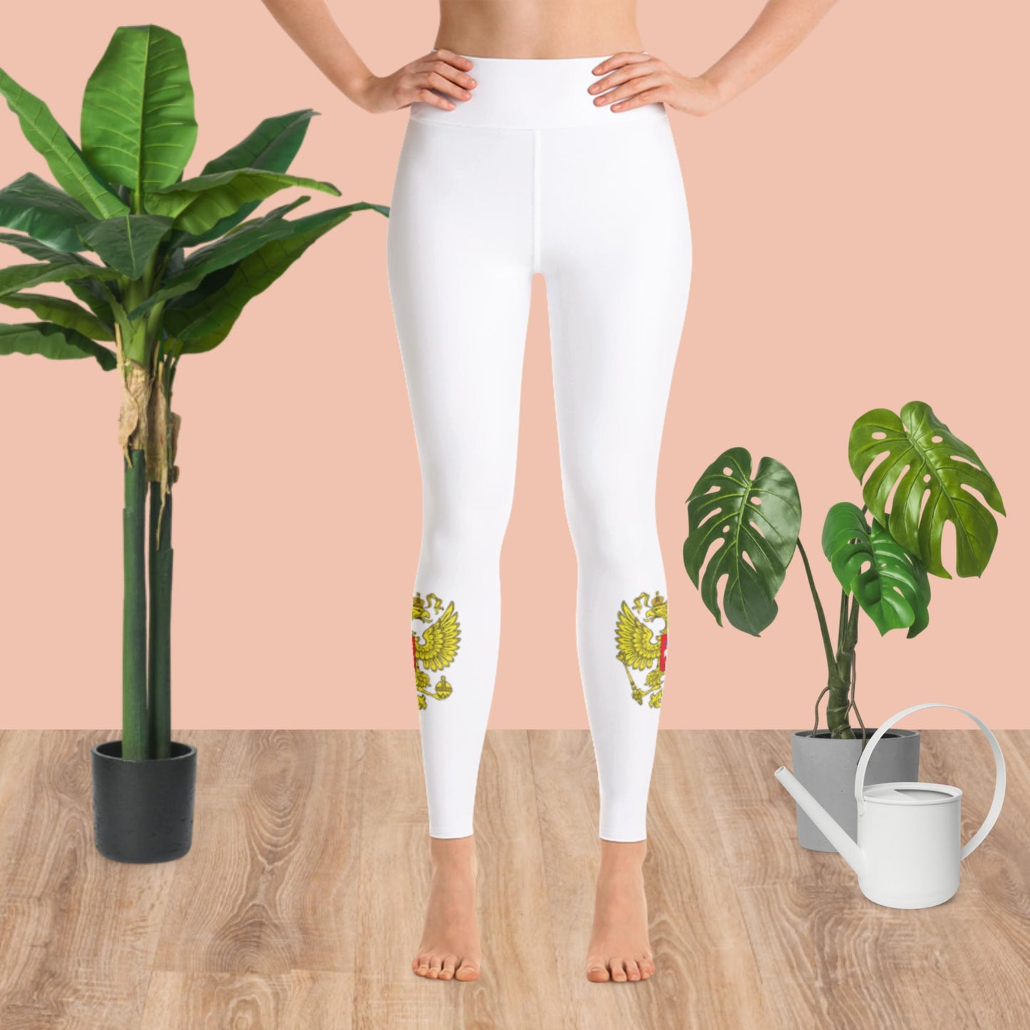 Yoga-Leggings mit Russland-Wappen in weiß