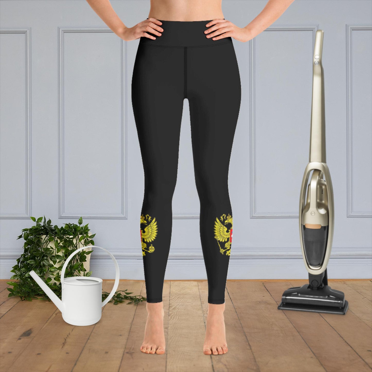 Yoga-Leggings mit Russland-Wappen in schwarz