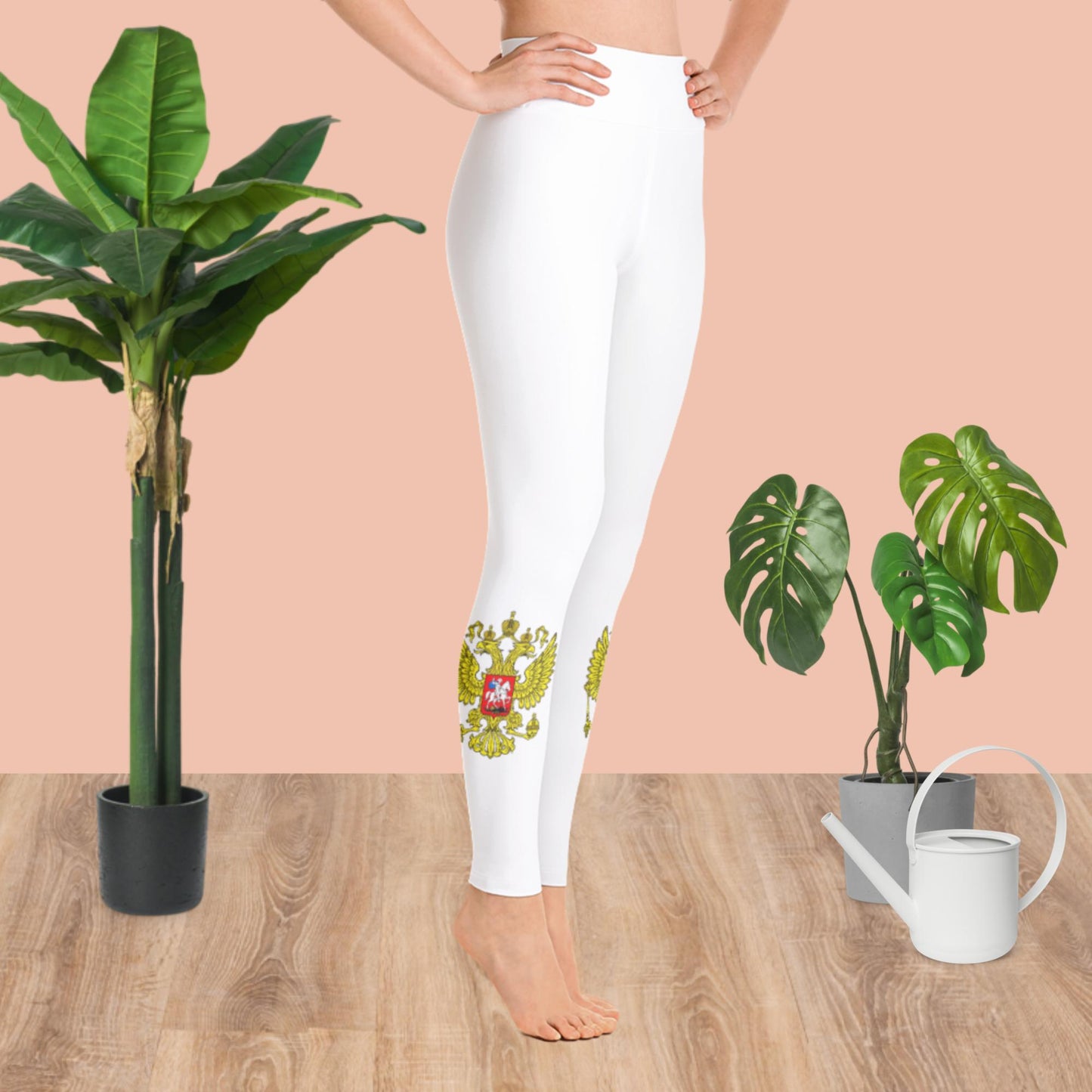 Yoga-Leggings mit Russland-Wappen in weiß