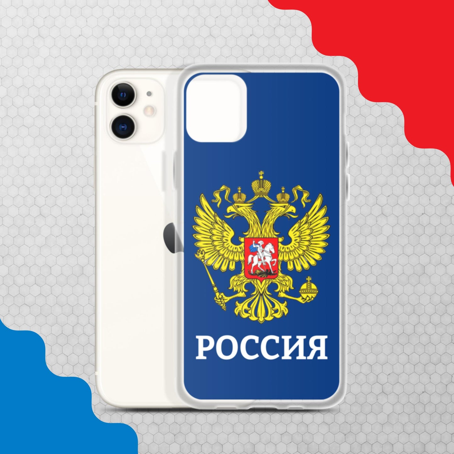 iPhone-Hülle mit Russland-Wappen in blau (alle Modelle)