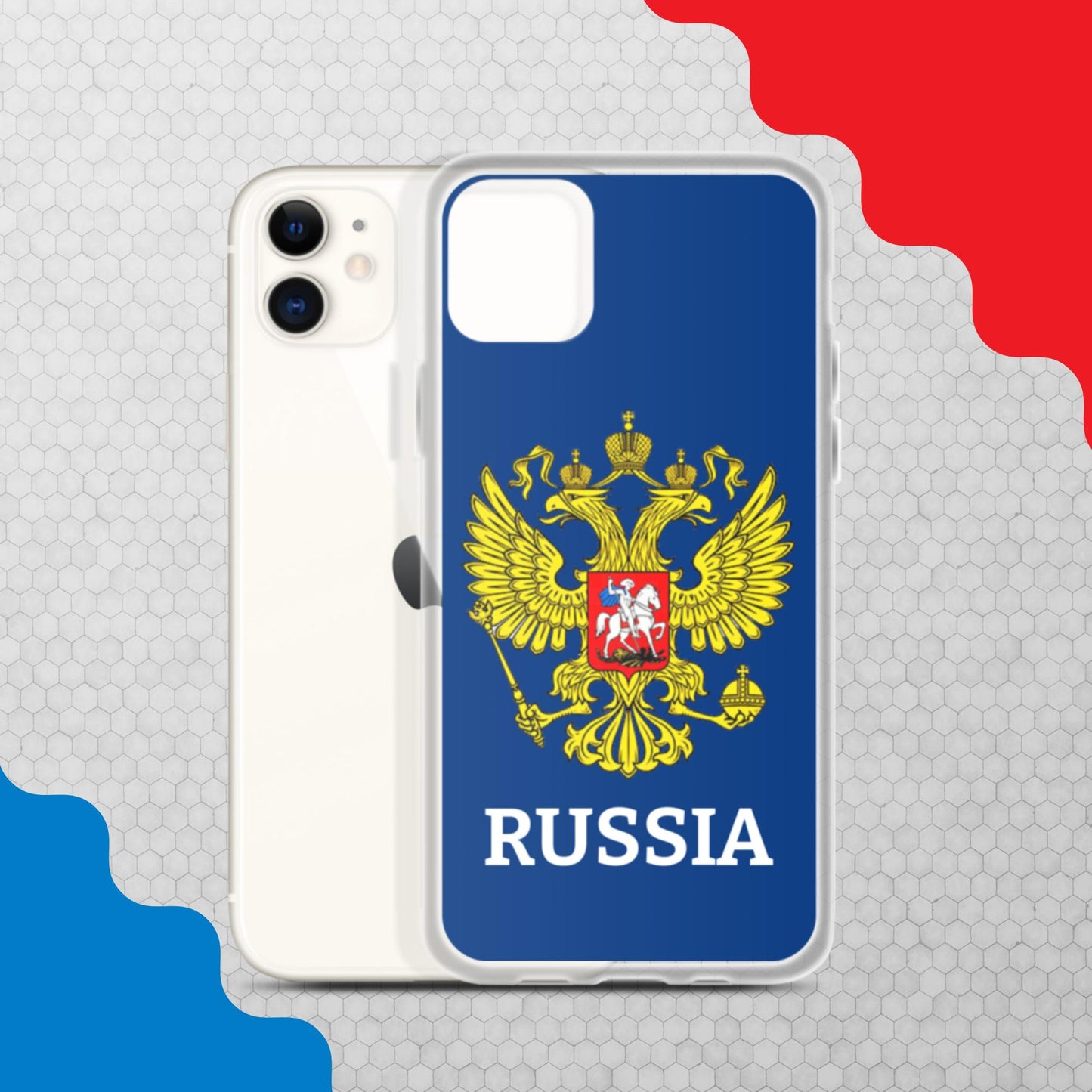 iPhone-Hülle mit Russland-Wappen in blau (alle Modelle)