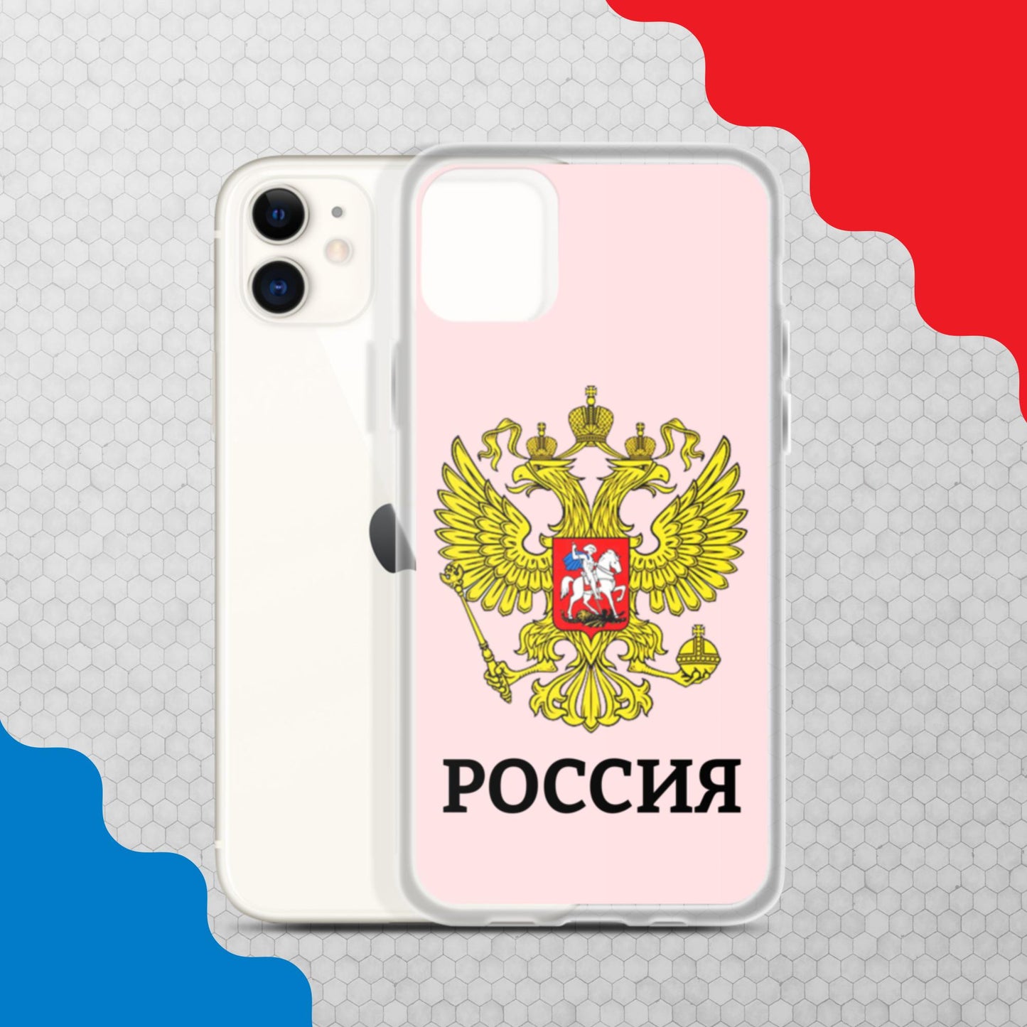 iPhone-Hülle mit Russland-Wappen in rosa (alle Modelle)