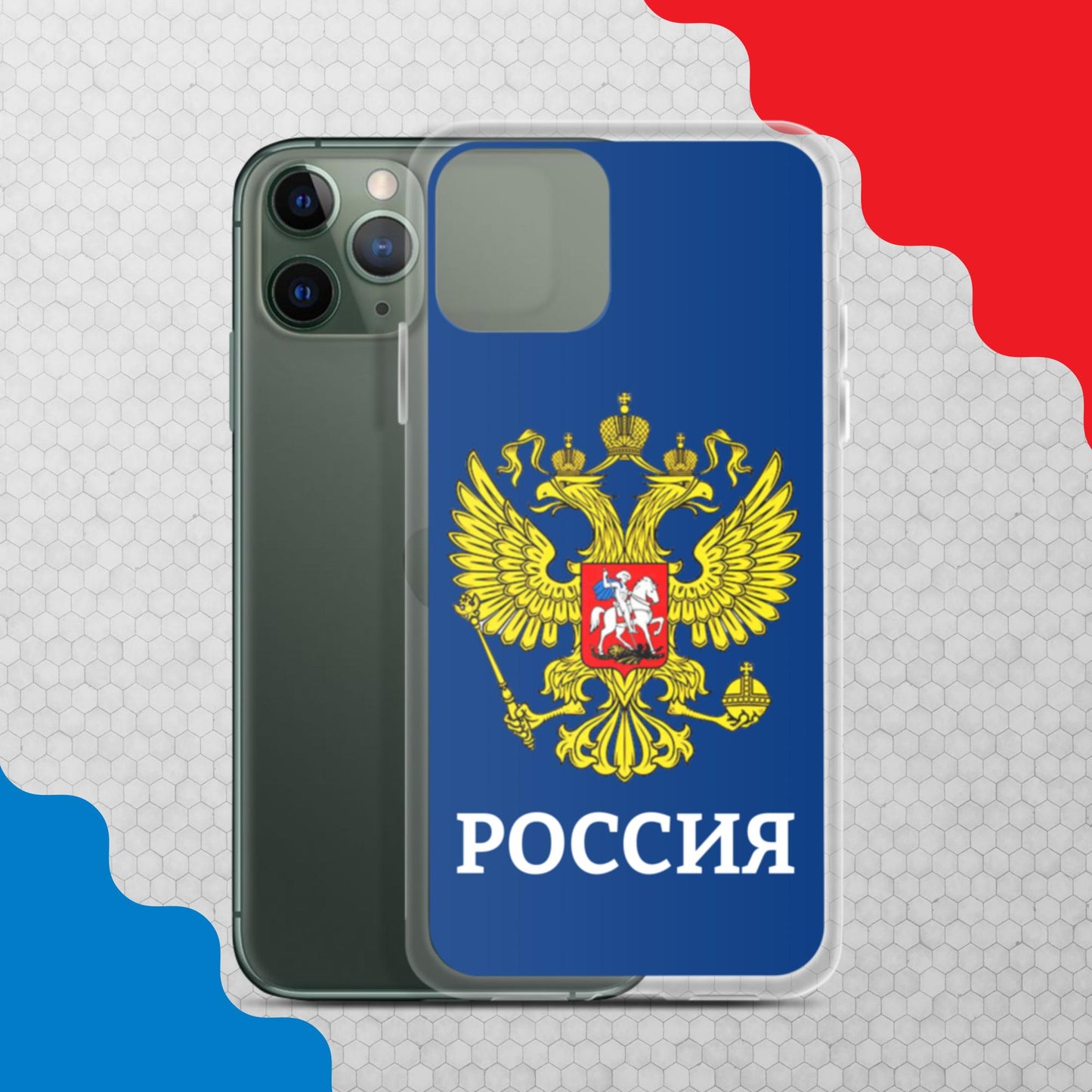 iPhone-Hülle mit Russland-Wappen in blau (alle Modelle)