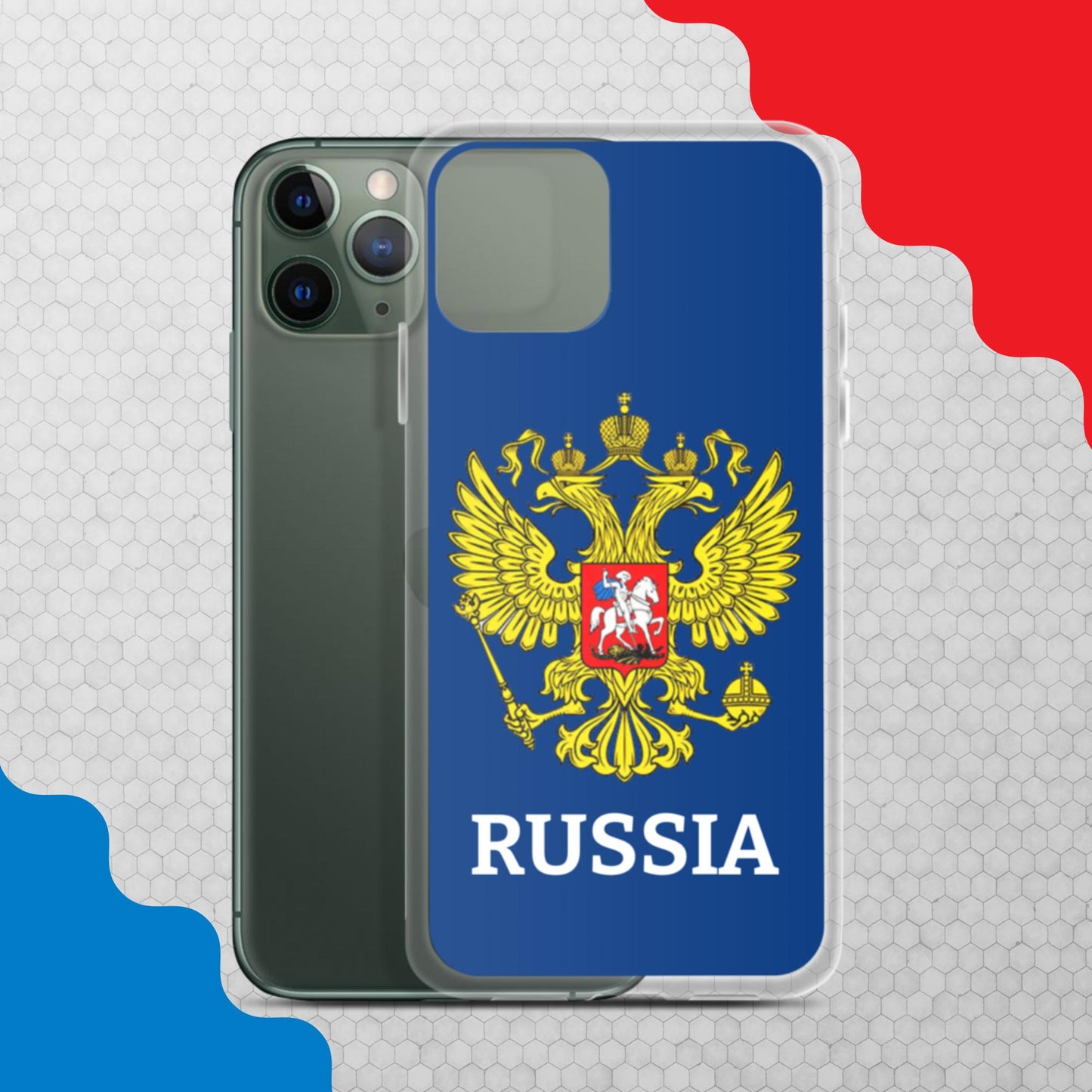 iPhone-Hülle mit Russland-Wappen in blau (alle Modelle)