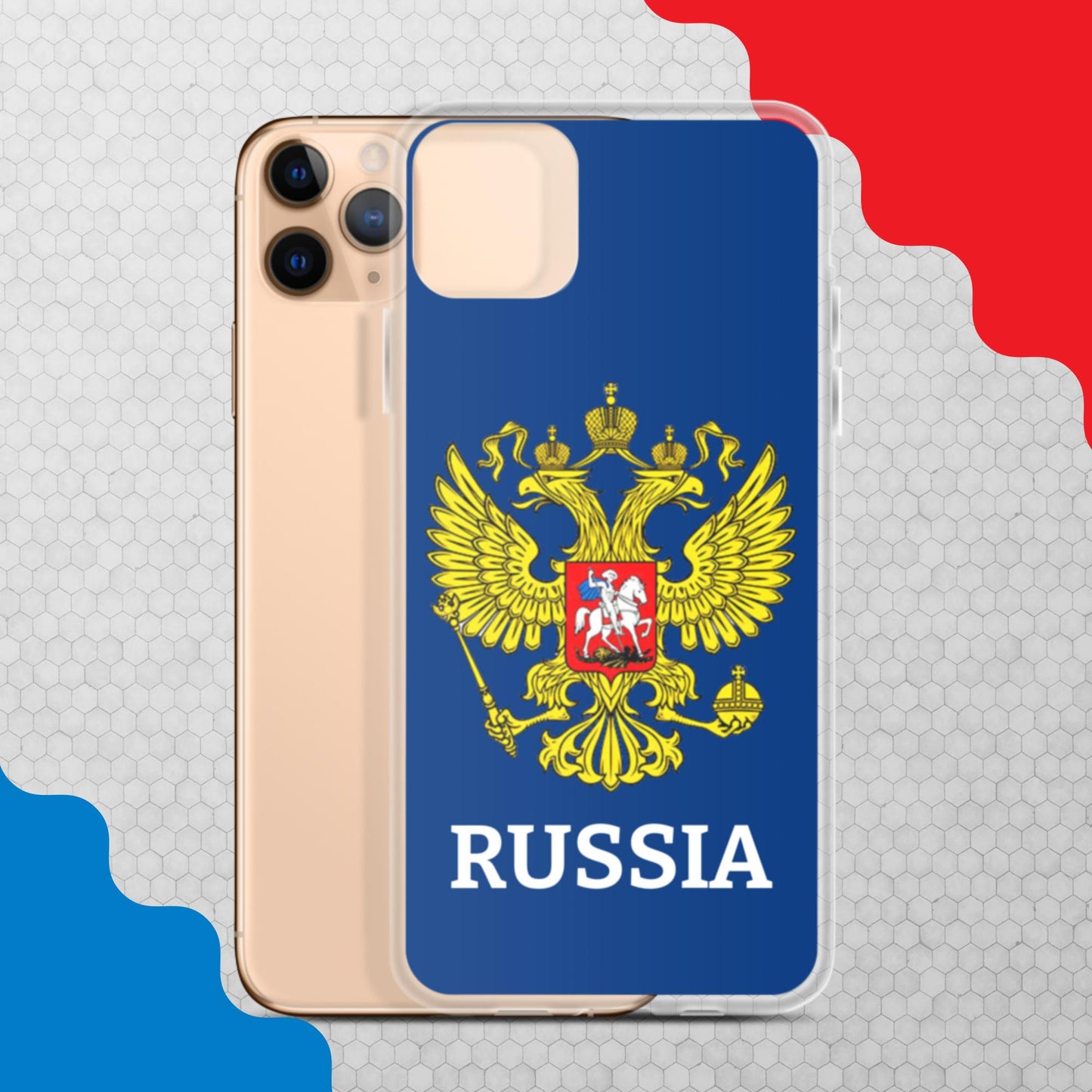 iPhone-Hülle mit Russland-Wappen in blau (alle Modelle)
