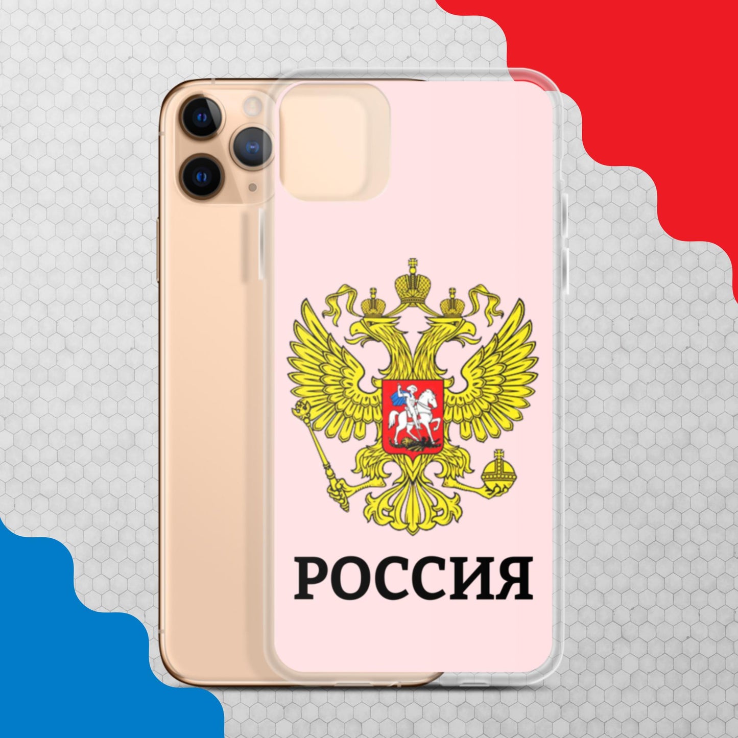 iPhone-Hülle mit Russland-Wappen in rosa (alle Modelle)