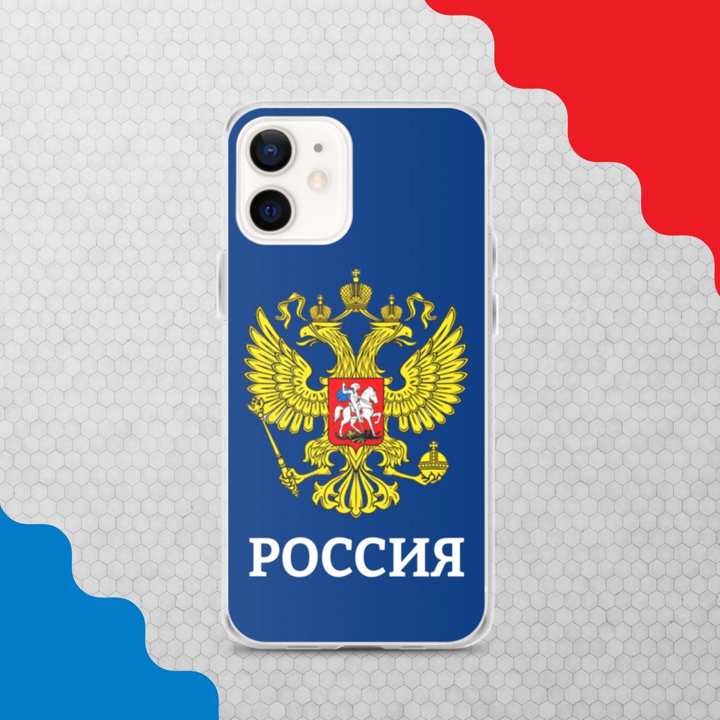 iPhone-Hülle mit Russland-Wappen in blau (alle Modelle)