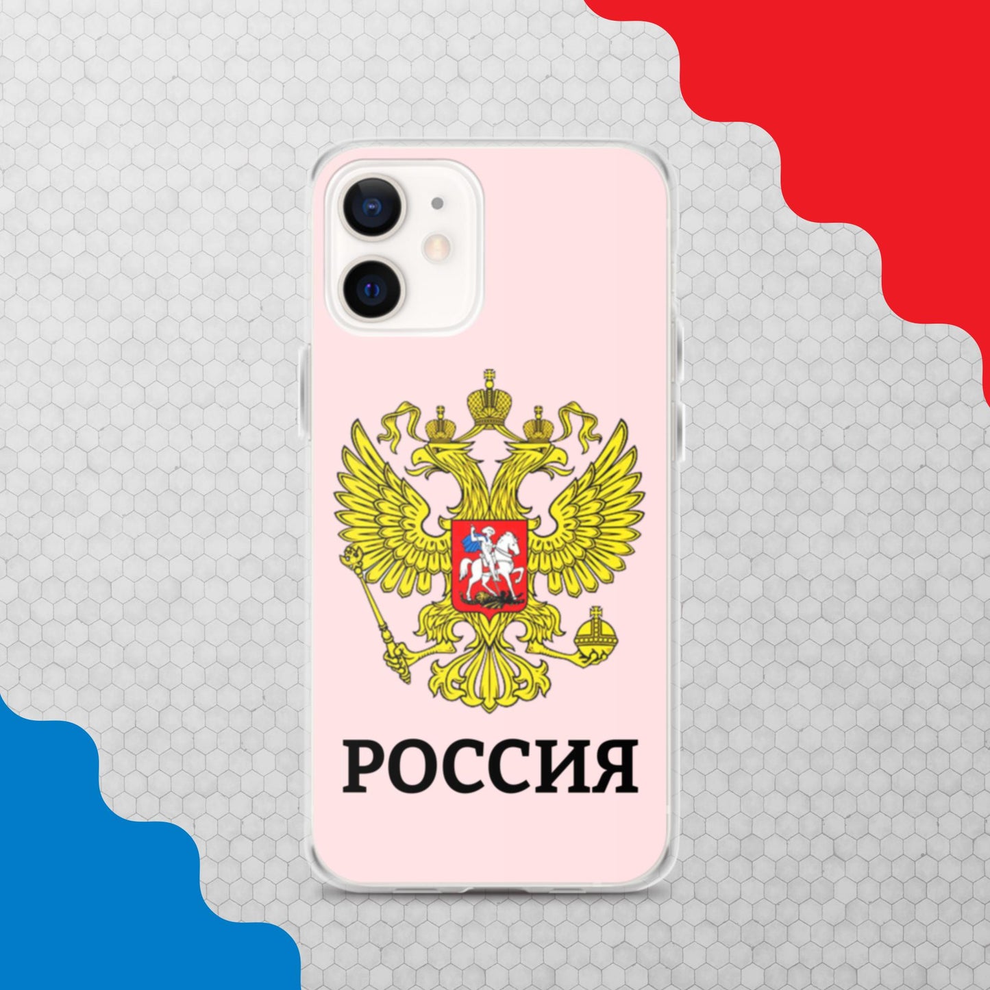 iPhone-Hülle mit Russland-Wappen in rosa (alle Modelle)