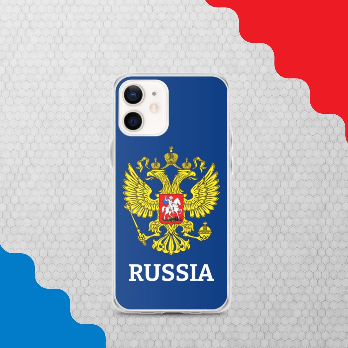 iPhone-Hülle mit Russland-Wappen in blau (alle Modelle)