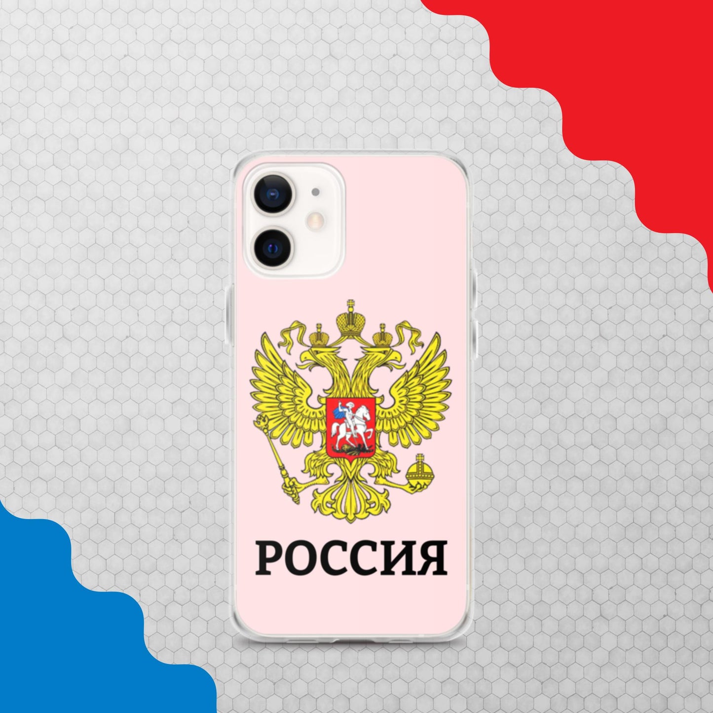 iPhone-Hülle mit Russland-Wappen in rosa (alle Modelle)