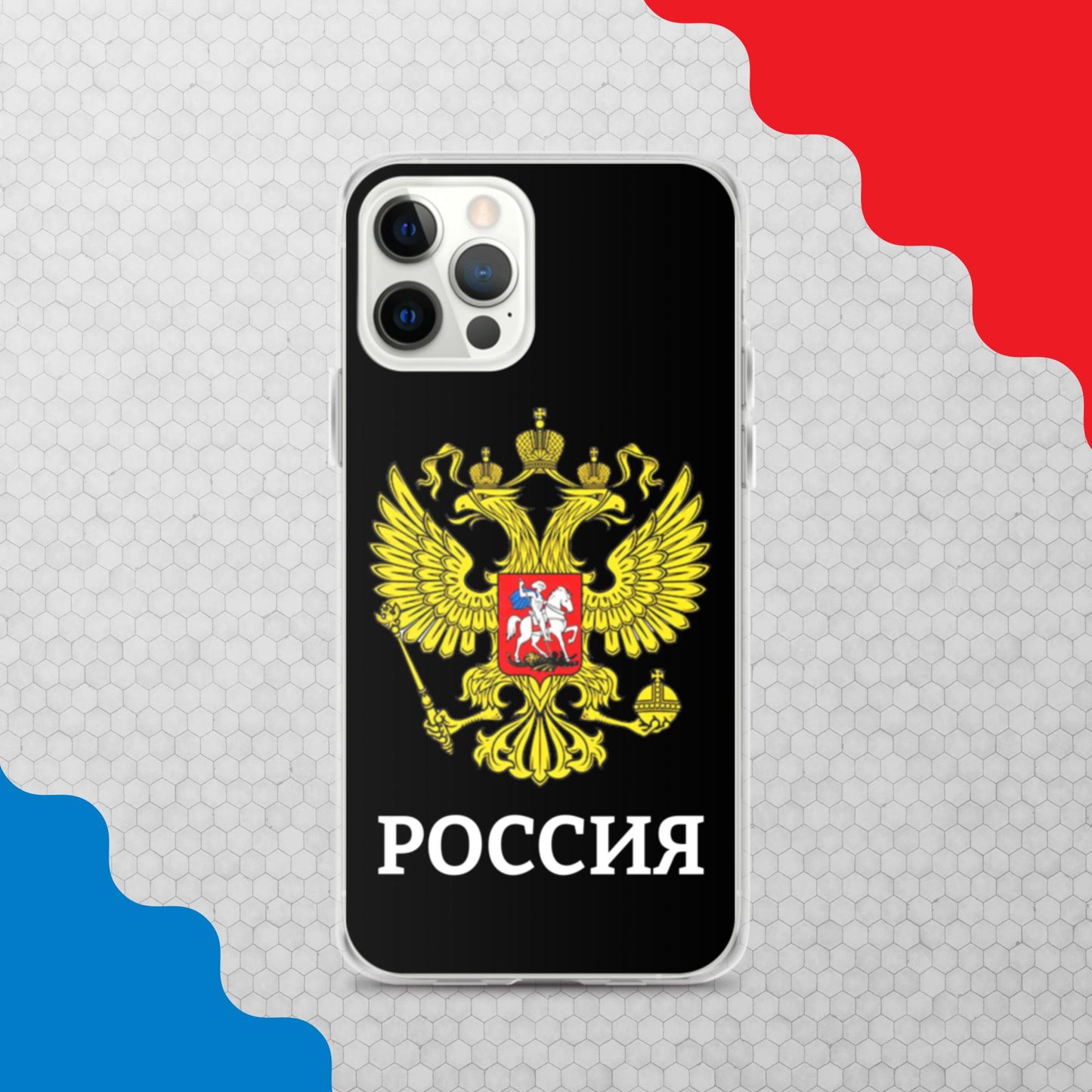 iPhone-Hülle mit Russland-Wappen in schwarz (alle Modelle)