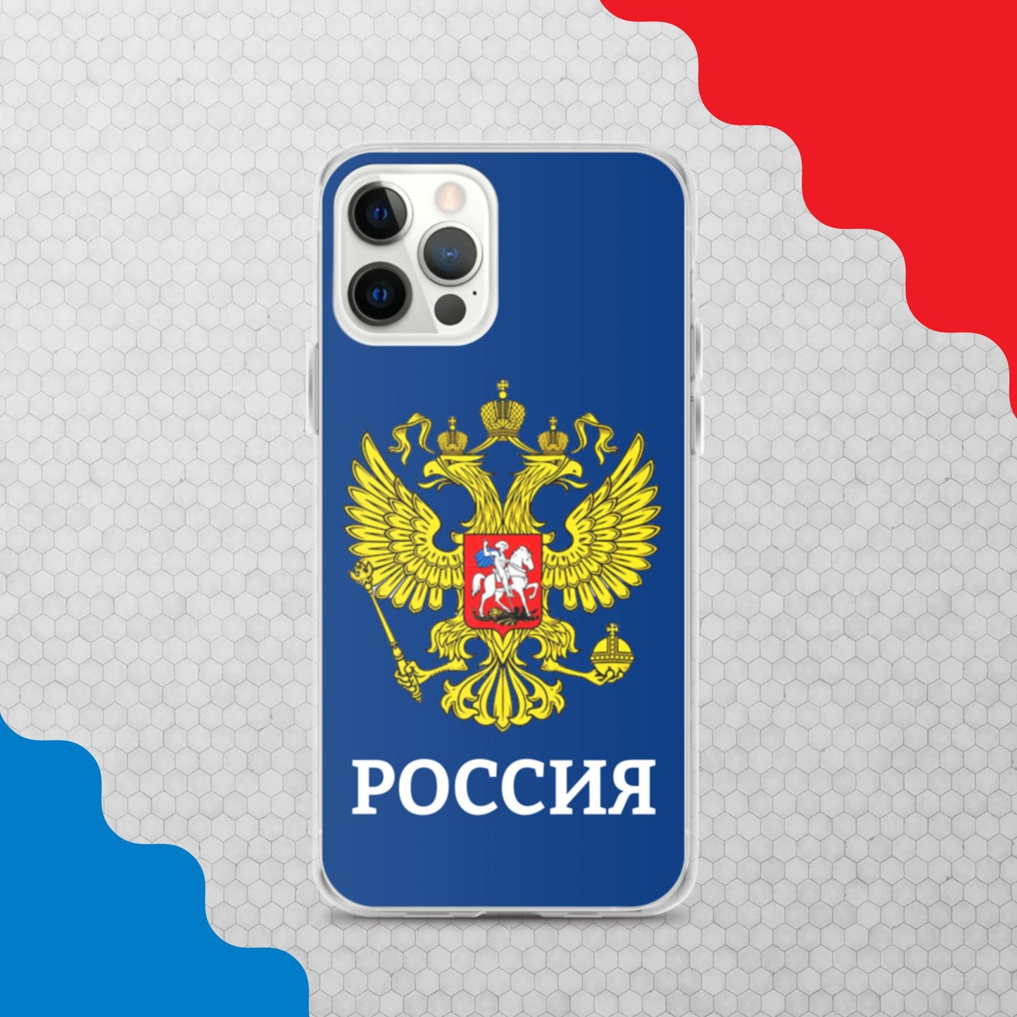 iPhone-Hülle mit Russland-Wappen in blau (alle Modelle)
