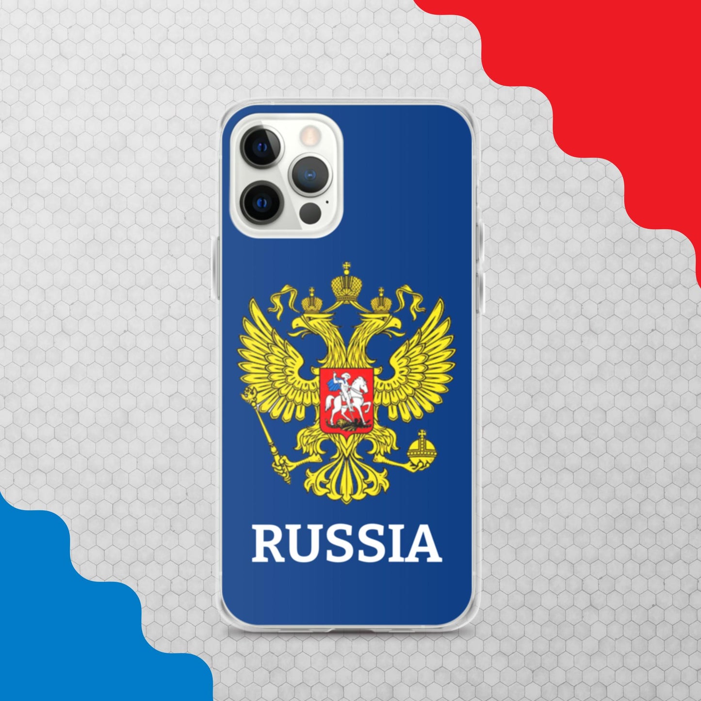 iPhone-Hülle mit Russland-Wappen in blau (alle Modelle)