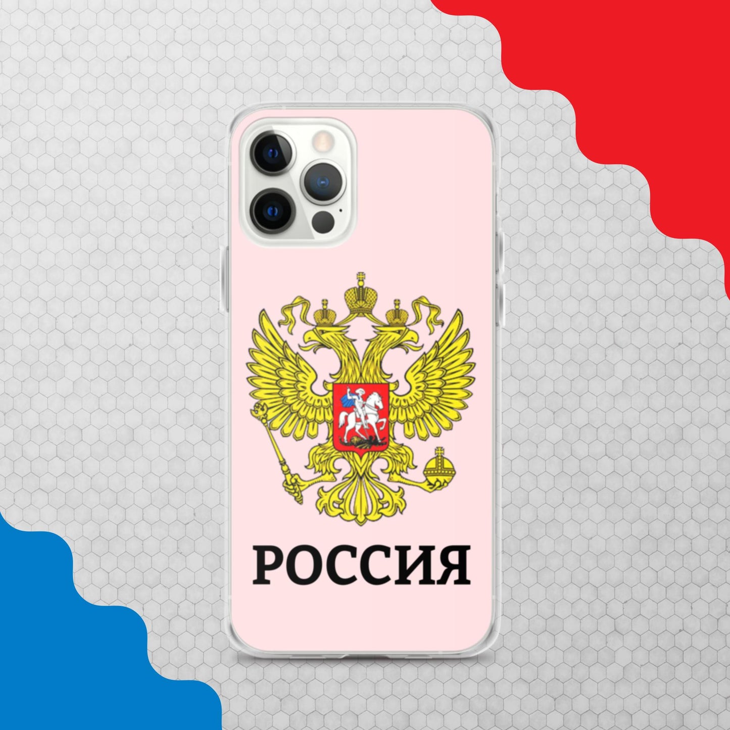 iPhone-Hülle mit Russland-Wappen in rosa (alle Modelle)