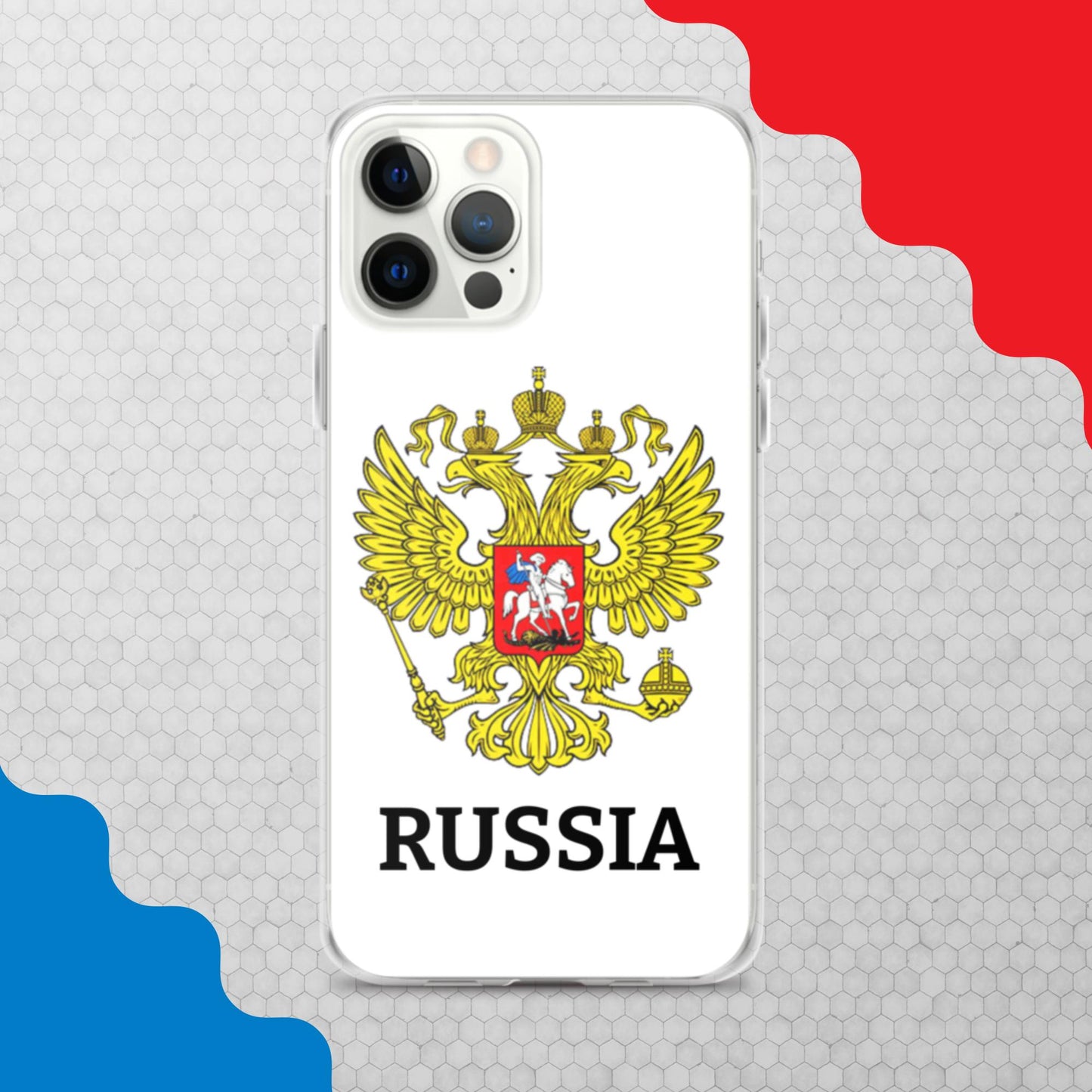 iPhone-Hülle mit Russland-Wappen in weiß (alle Modelle)