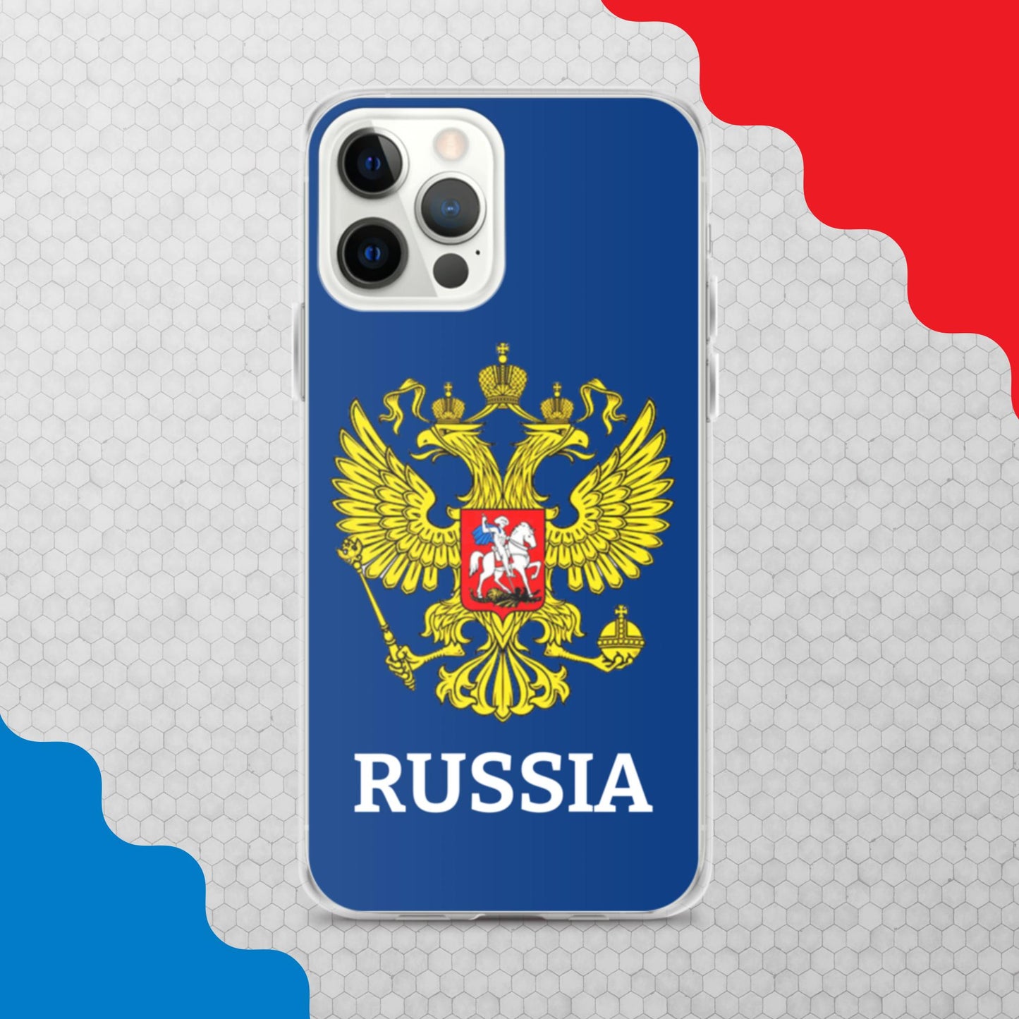iPhone-Hülle mit Russland-Wappen in blau (alle Modelle)